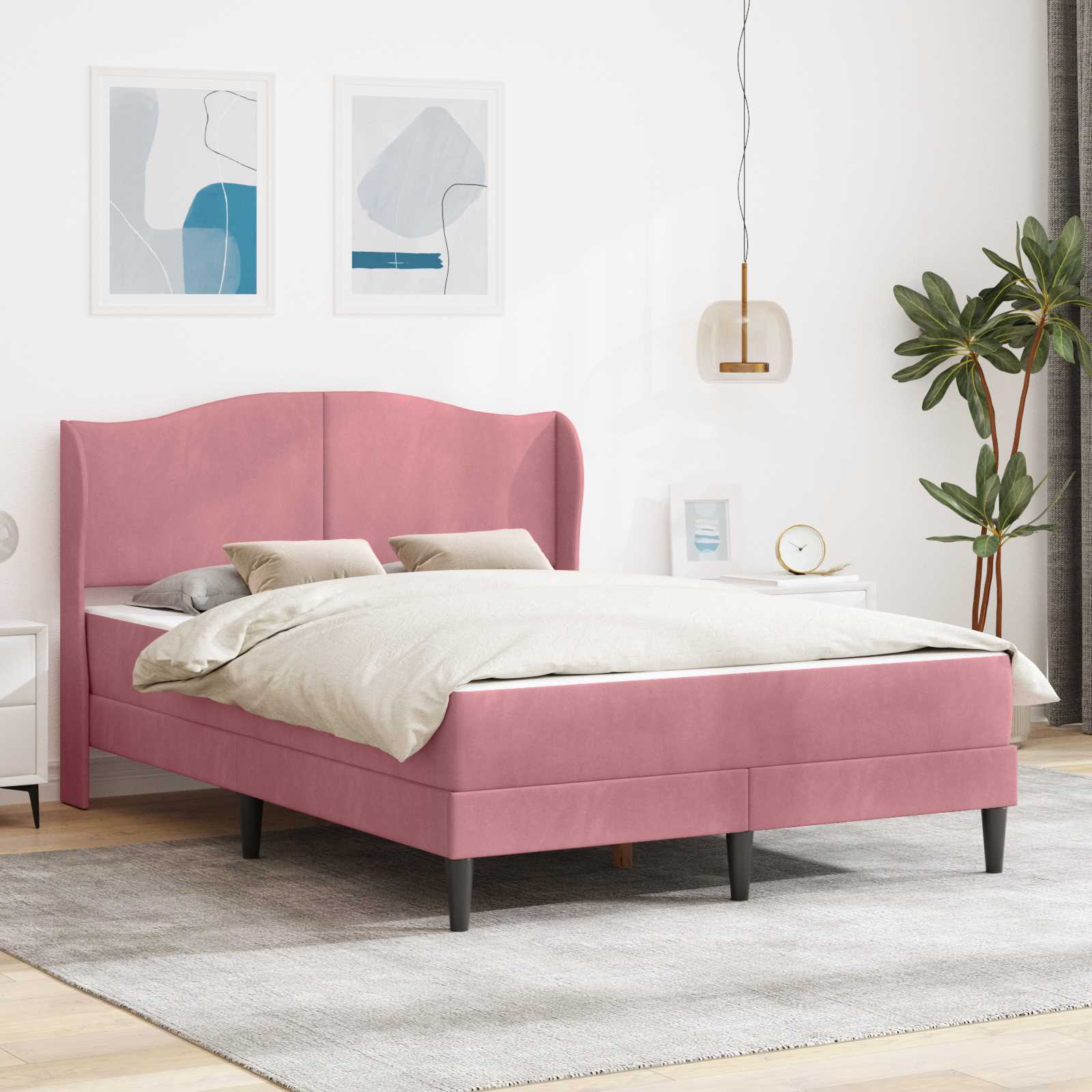 vidaXL Bedframe met hoofdeinde Roze 90 x 190 cm Fluweel
