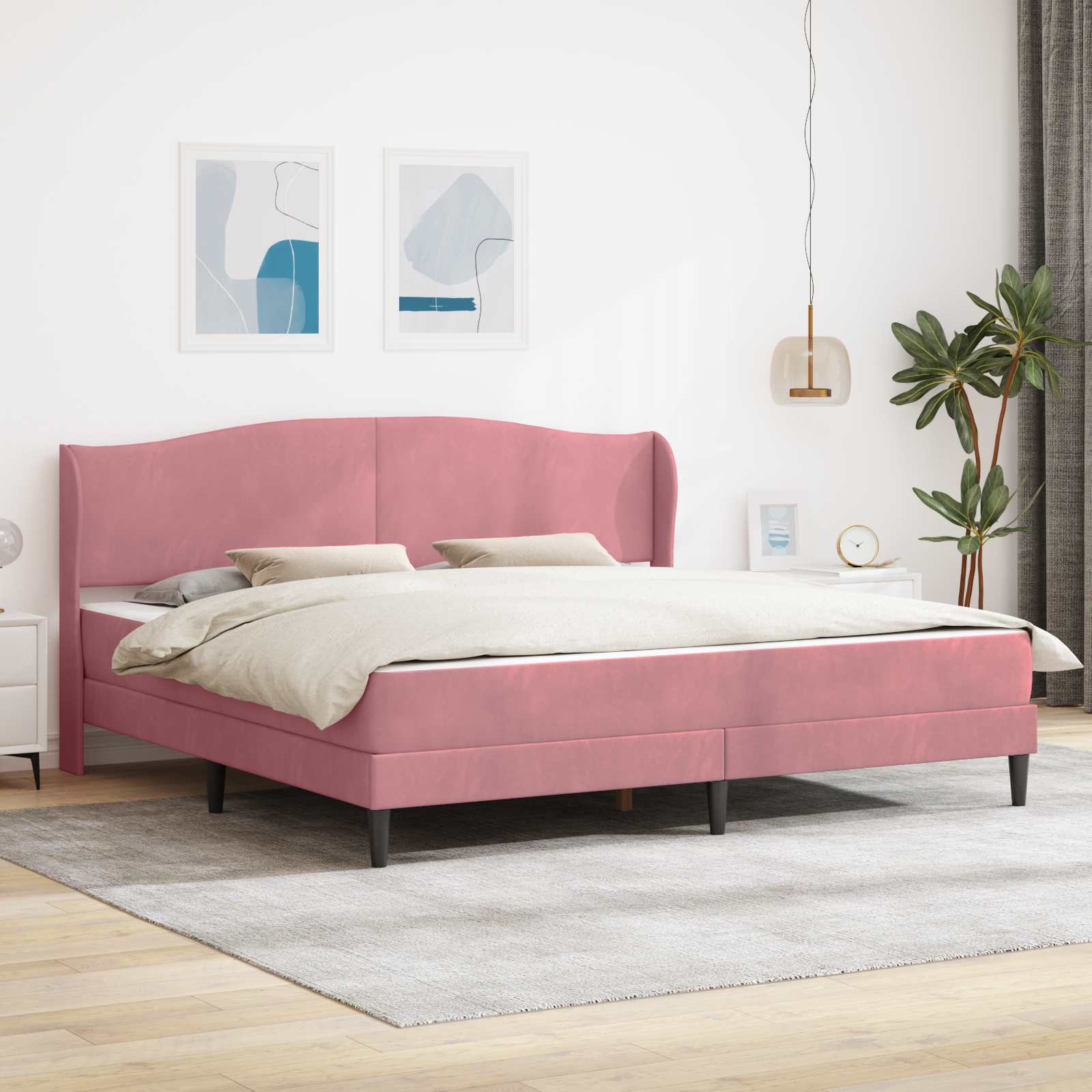 vidaXL Bedframe met hoofdeinde Roze 90 x 190 cm Fluweel