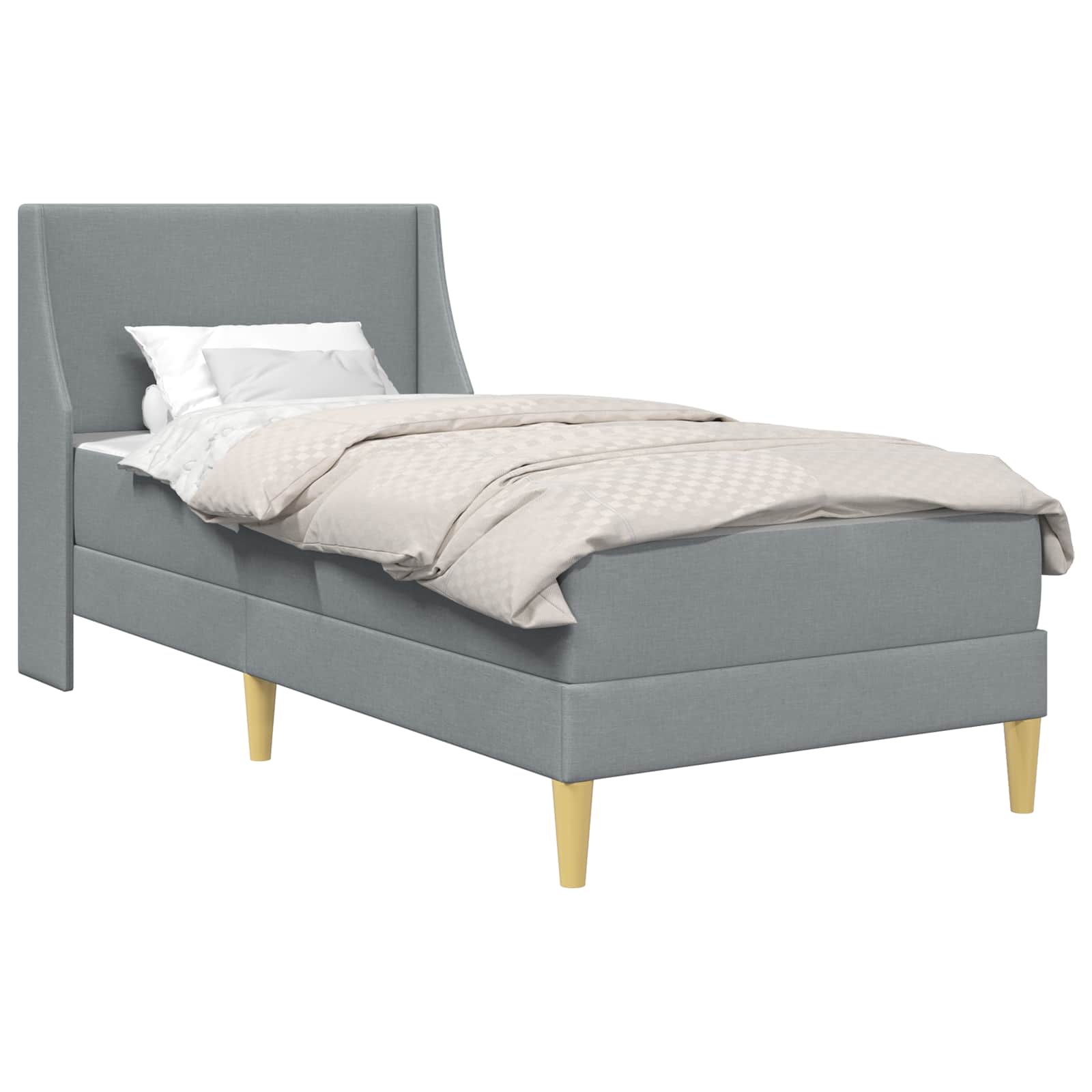 vidaXL Bedframe met matras met hoofdeinde Lichtgrijs 90 x 190 cm Stof