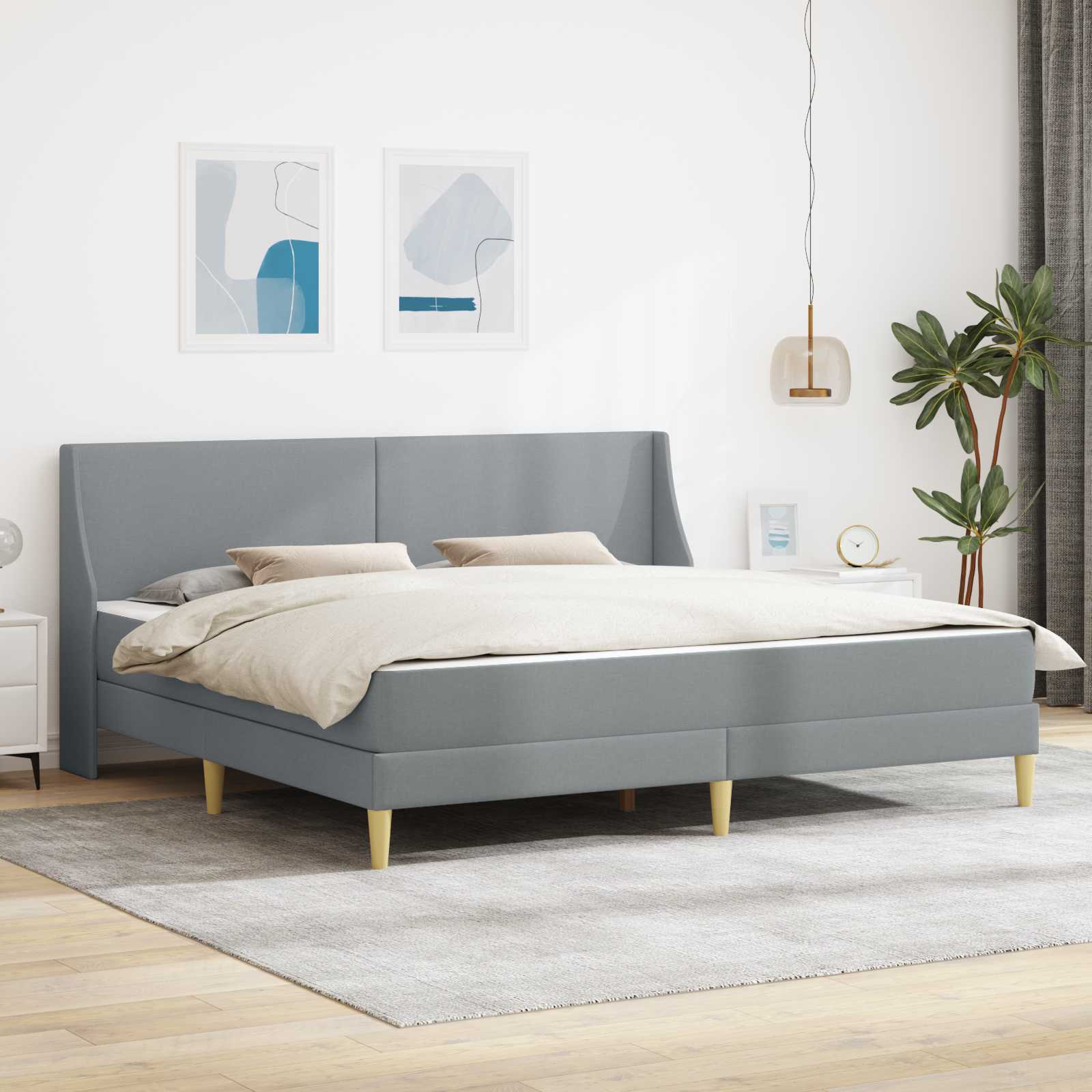 vidaXL Bedframe met matras met hoofdeinde Lichtgrijs 90 x 190 cm Stof