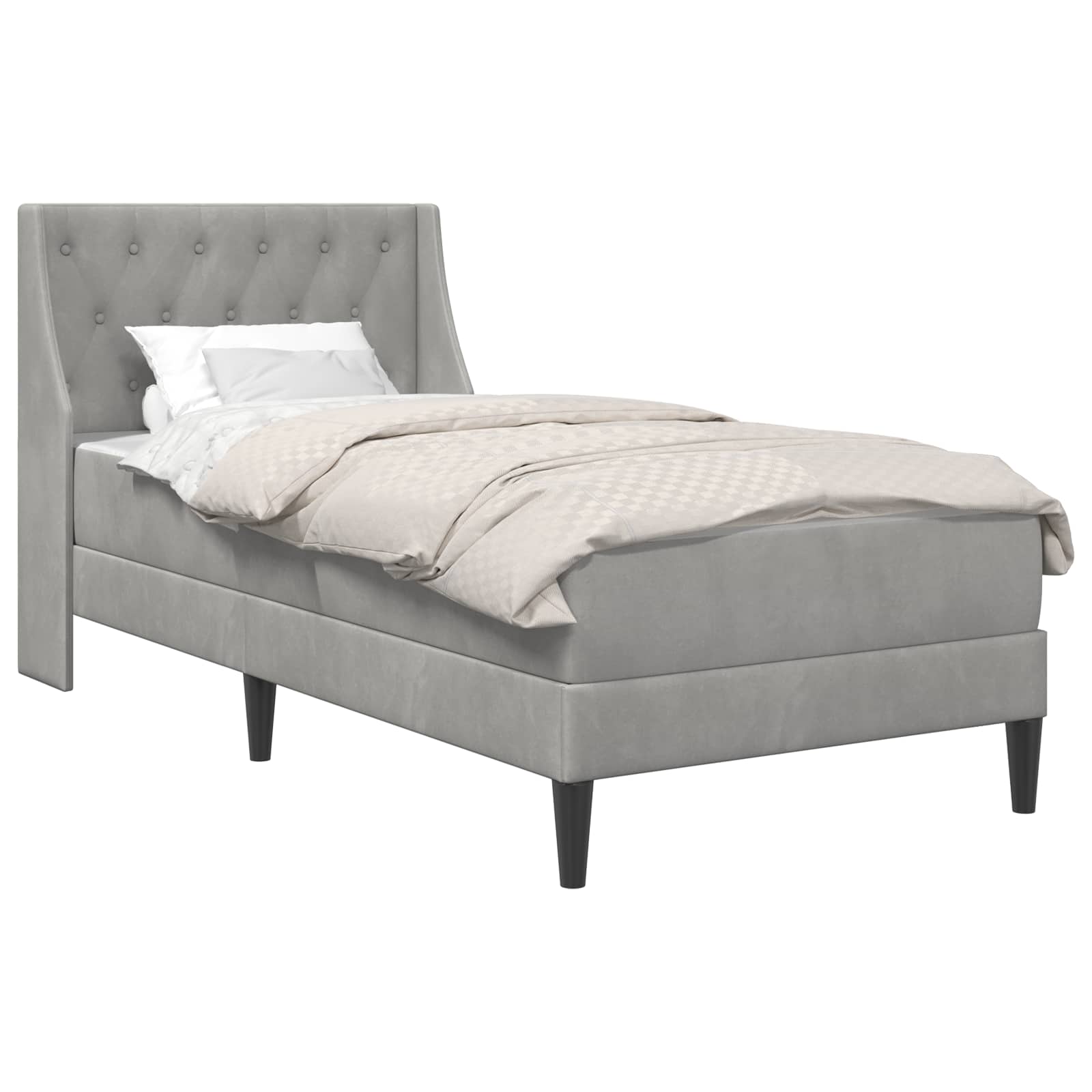 vidaXL Bedframe met matras Lichtgrijs 90 x 190 cm Fluweel