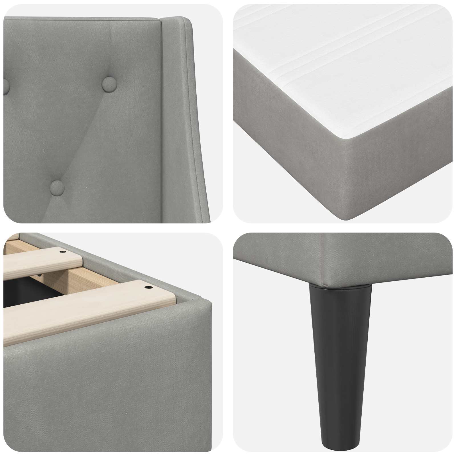vidaXL Bedframe met matras Lichtgrijs 90 x 190 cm Fluweel