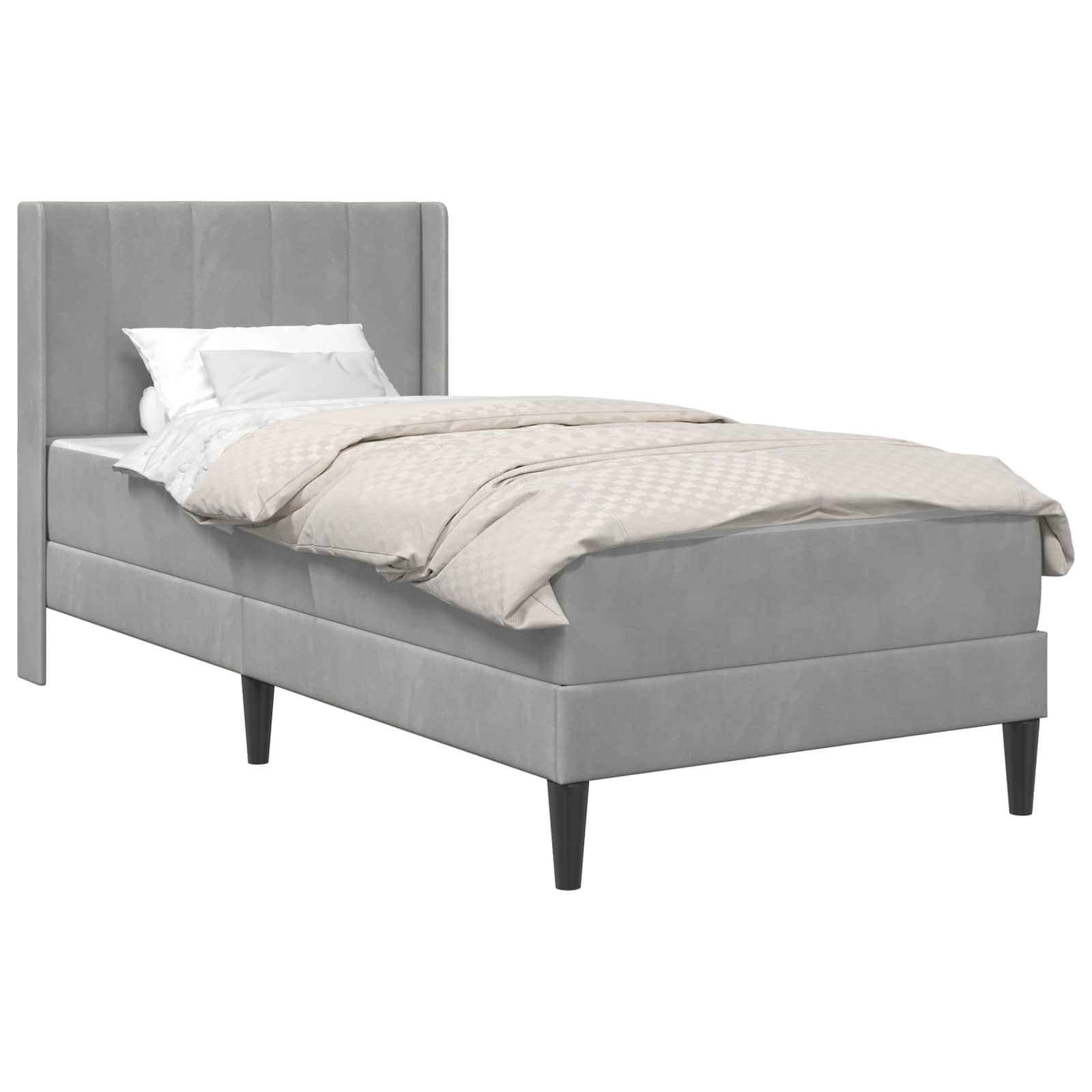 vidaXL Bedframe met matras Lichtgrijs 90 x 190 cm Fluweel