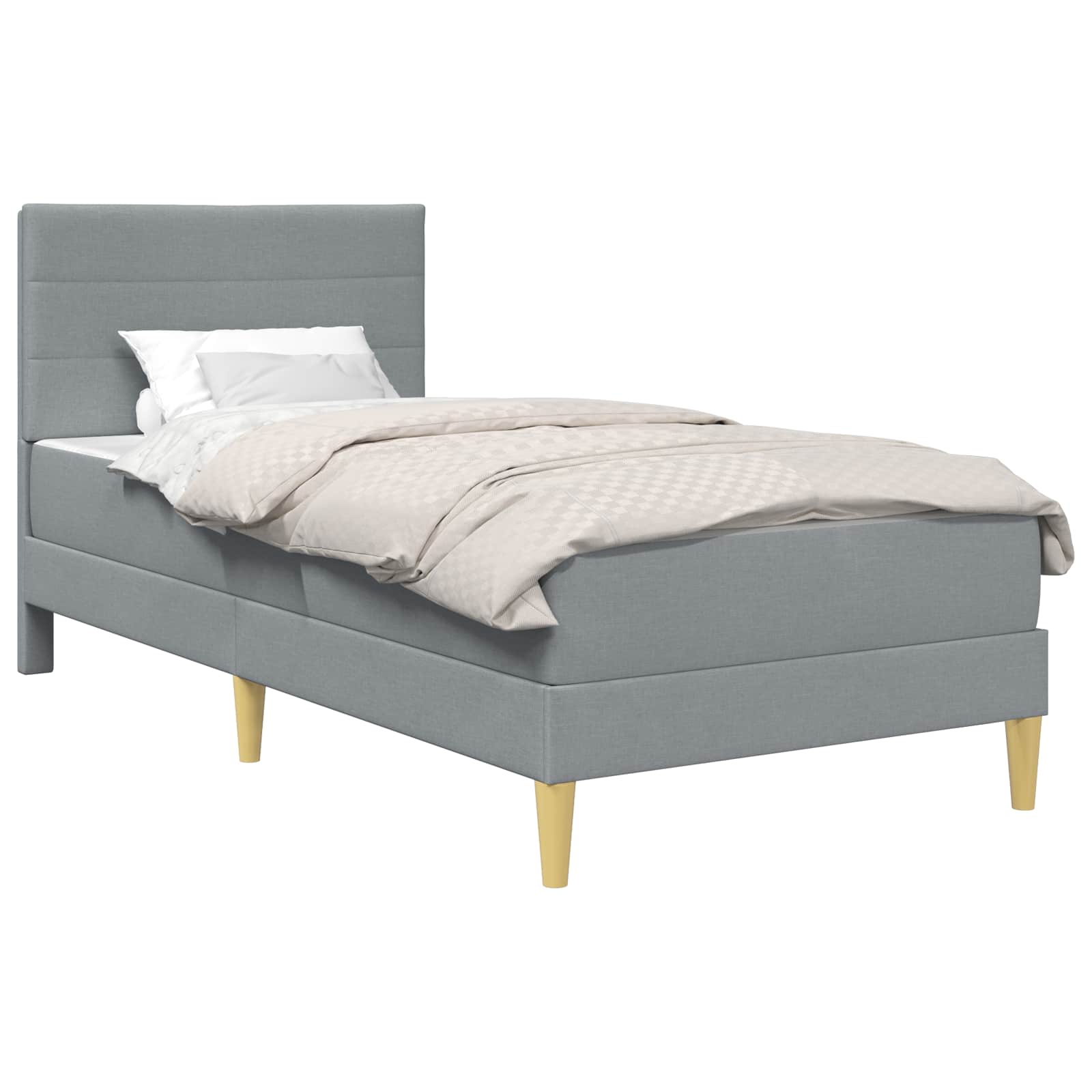 vidaXL Bedframe met matras met hoofdeinde Lichtgrijs 90 x 190 cm Stof