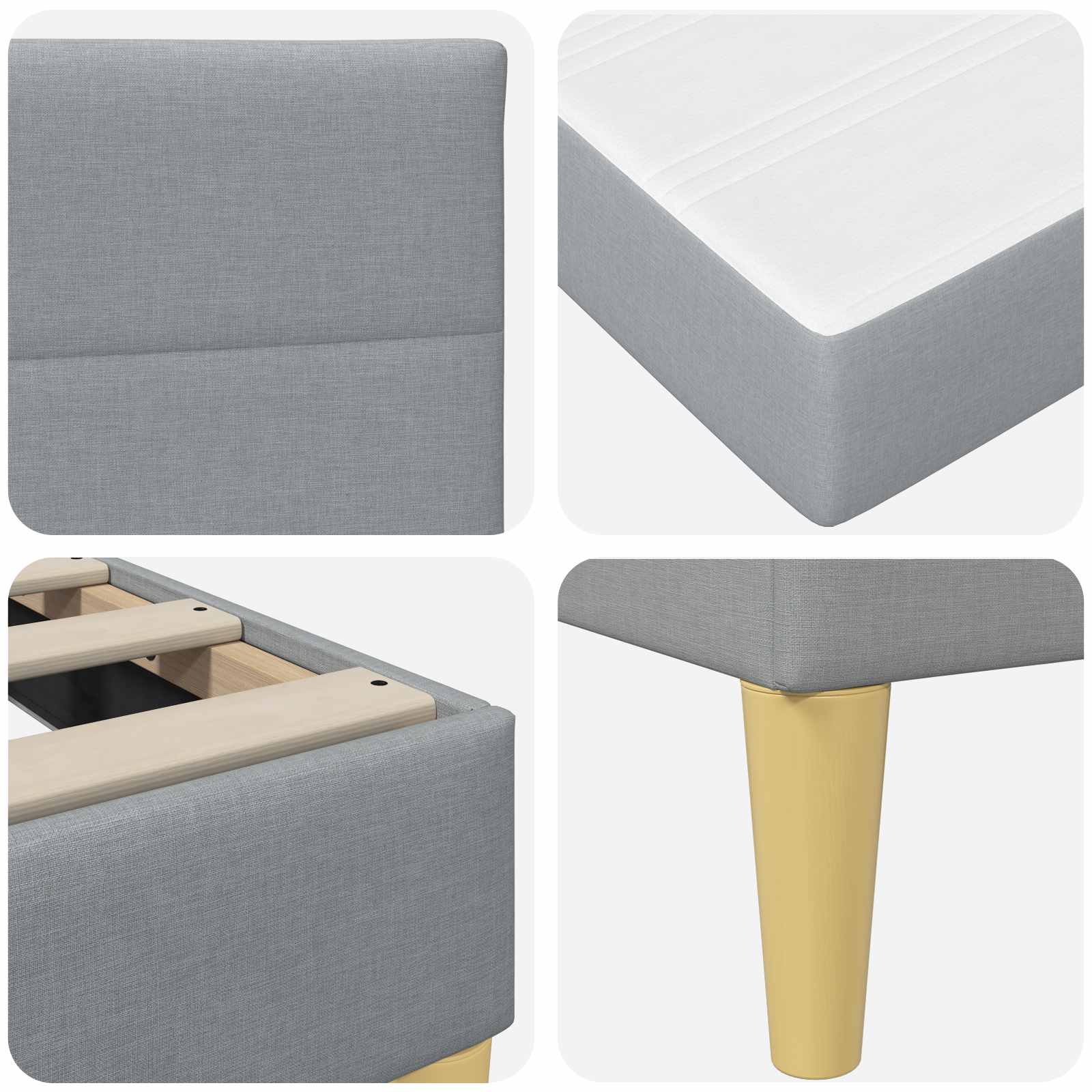 vidaXL Bedframe met matras met hoofdeinde Lichtgrijs 90 x 190 cm Stof