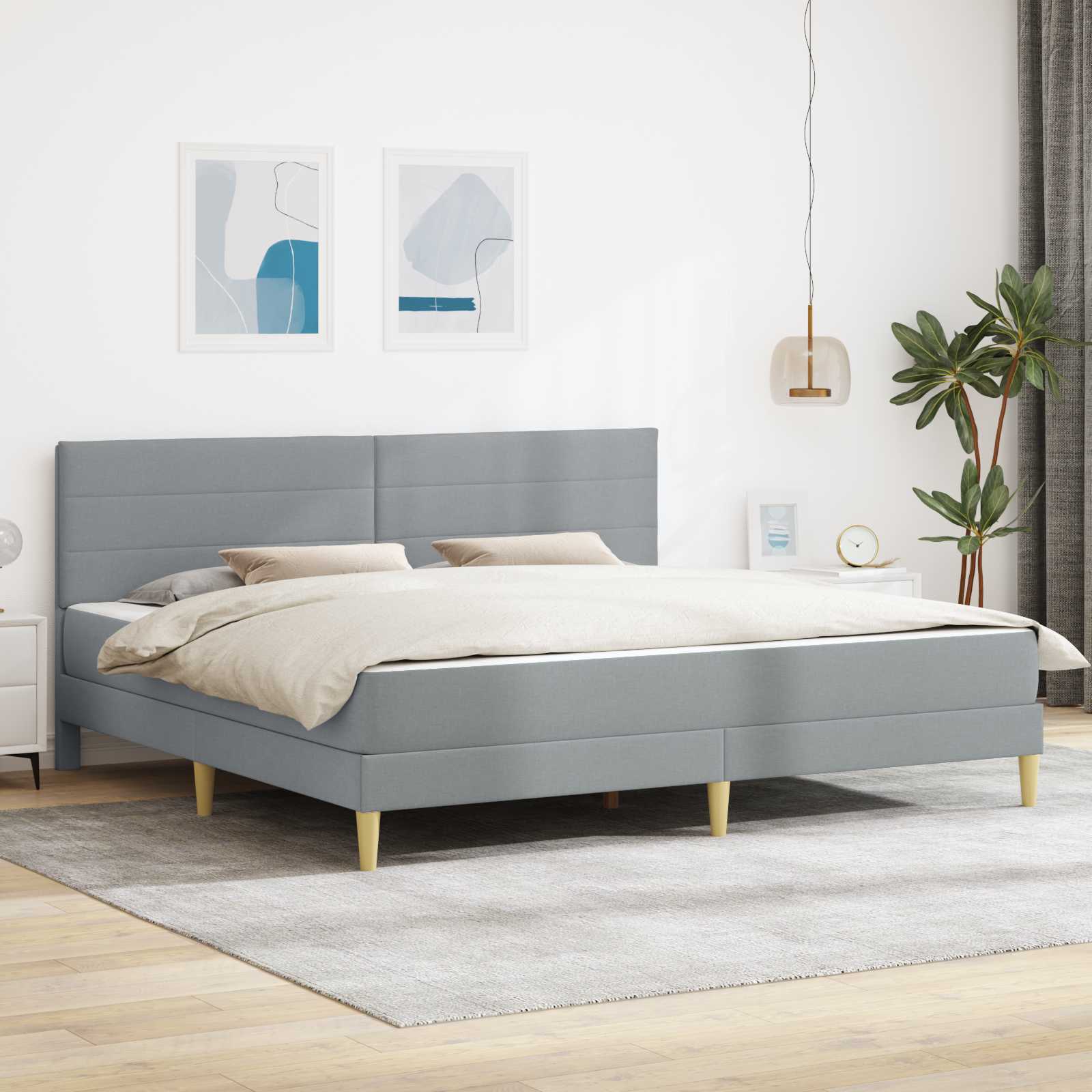 vidaXL Bedframe met matras met hoofdeinde Lichtgrijs 90 x 190 cm Stof