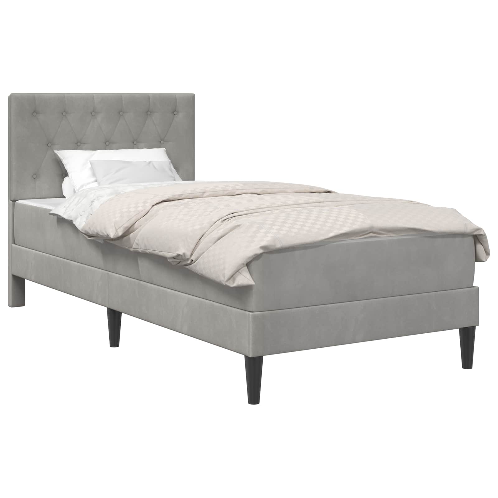 vidaXL Bedframe met matras Lichtgrijs 90 x 190 cm Fluweel
