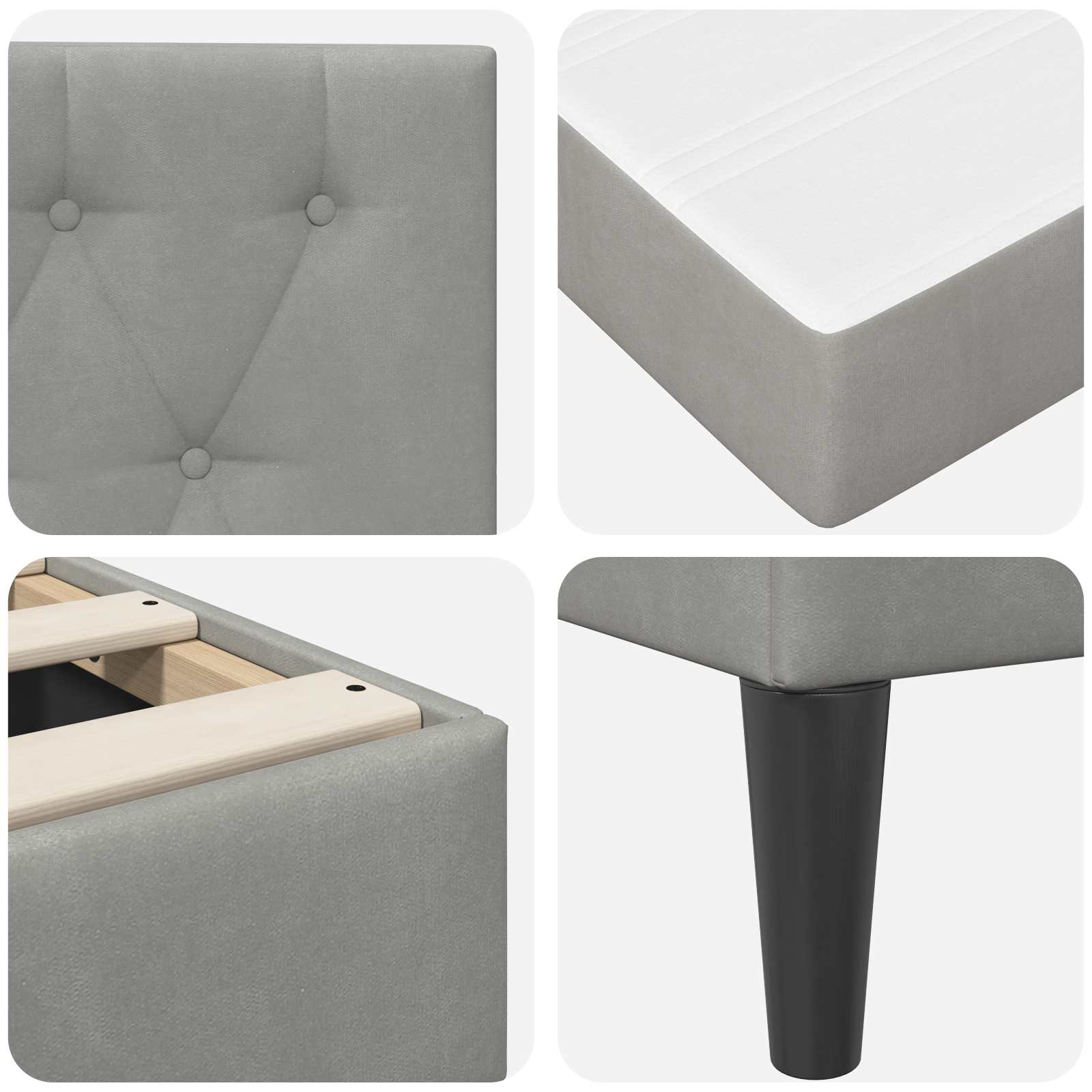 vidaXL Bedframe met matras Lichtgrijs 90 x 190 cm Fluweel
