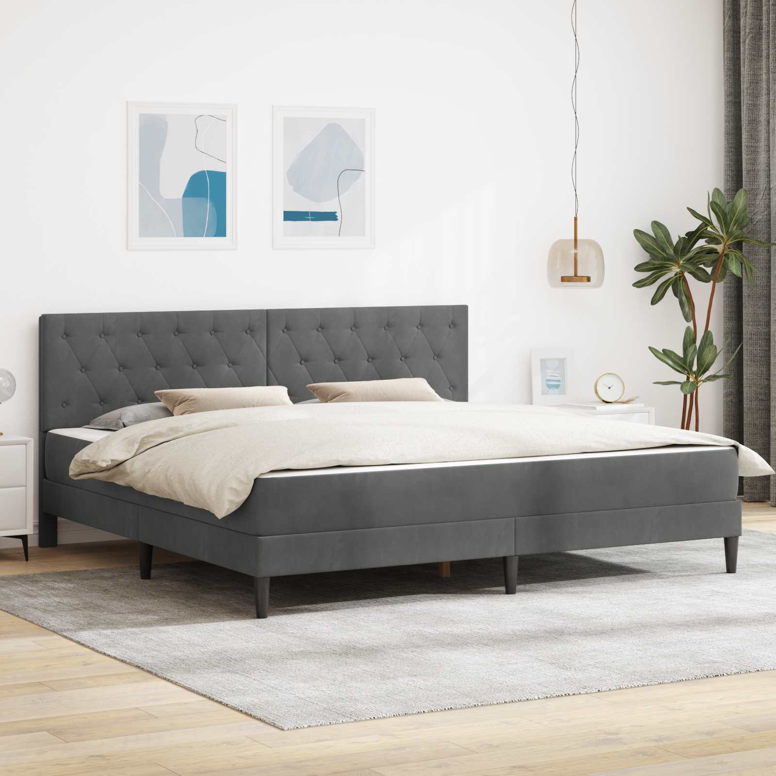 vidaXL Bedframe met matras Lichtgrijs 90 x 190 cm Fluweel