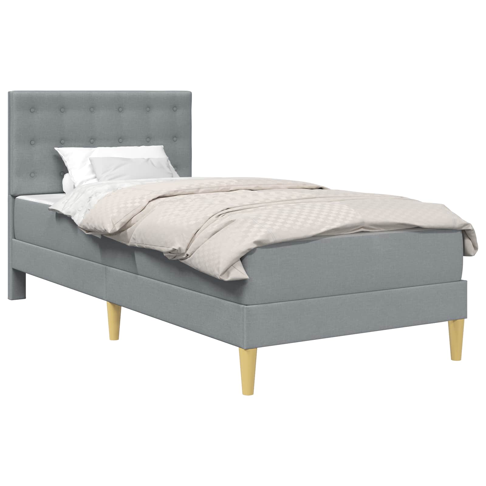 vidaXL Bedframe met matras met hoofdeinde Lichtgrijs 90 x 190 cm Stof