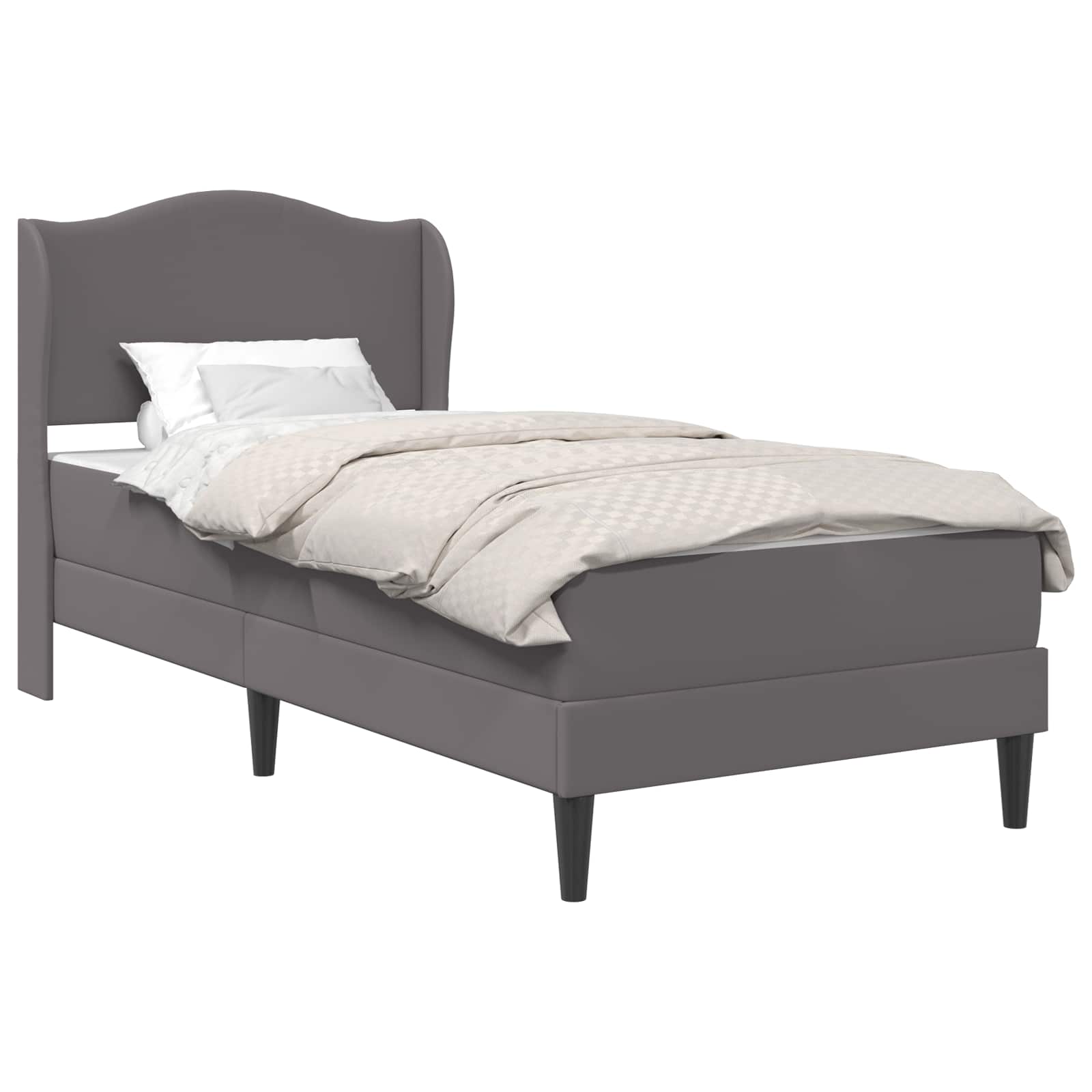 vidaXL Bedframe met hoofdeinde Grijs 90 x 190 cm Kunstleer