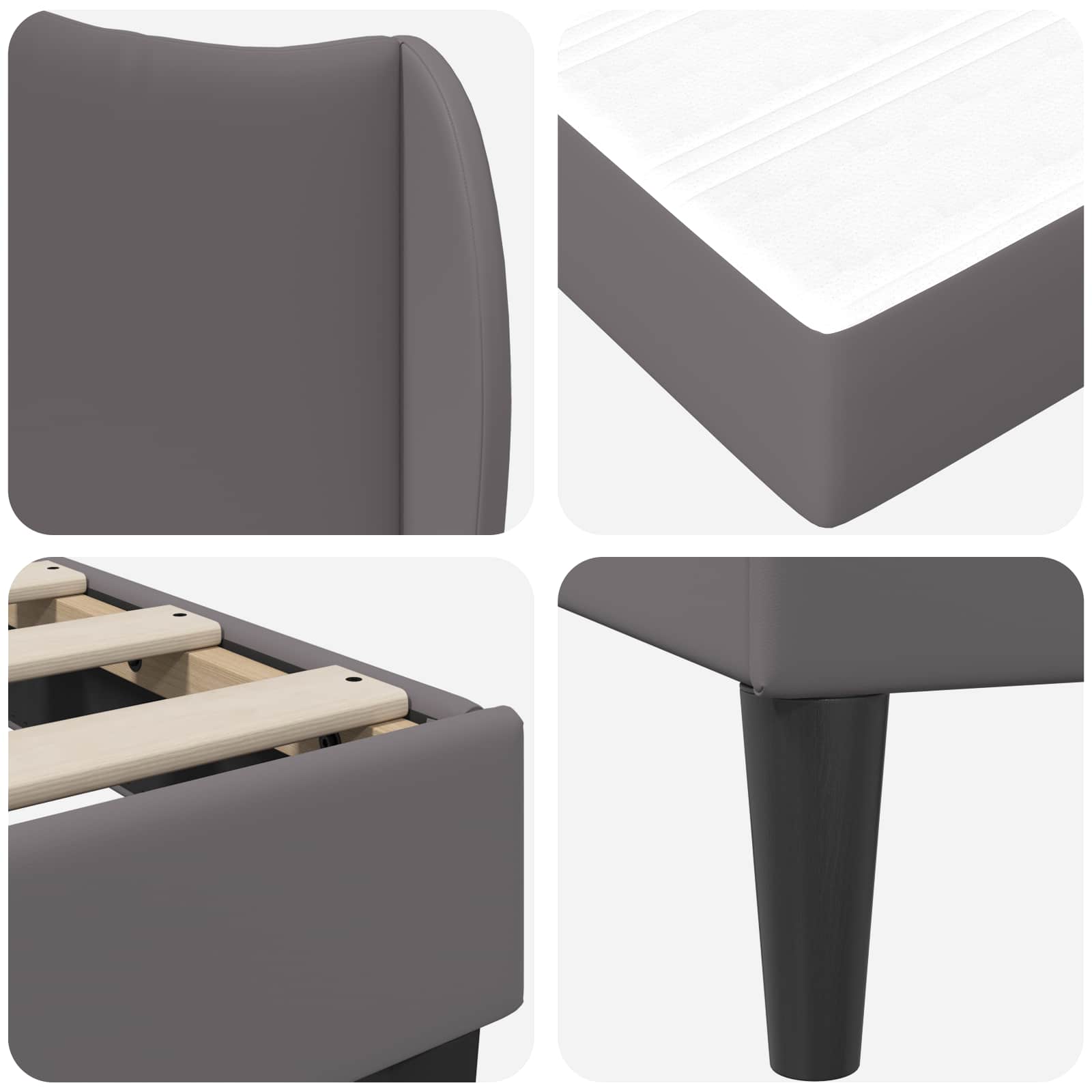 vidaXL Bedframe met hoofdeinde Grijs 90 x 190 cm Kunstleer