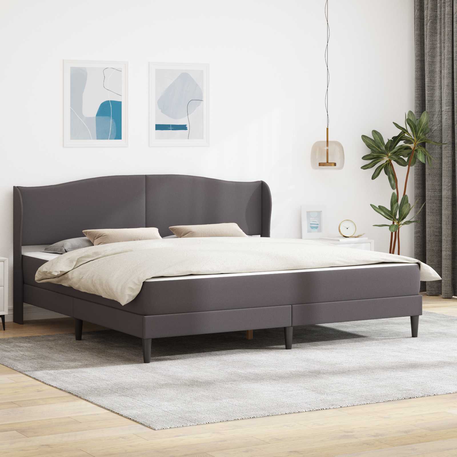 vidaXL Bedframe met hoofdeinde Grijs 90 x 190 cm Kunstleer
