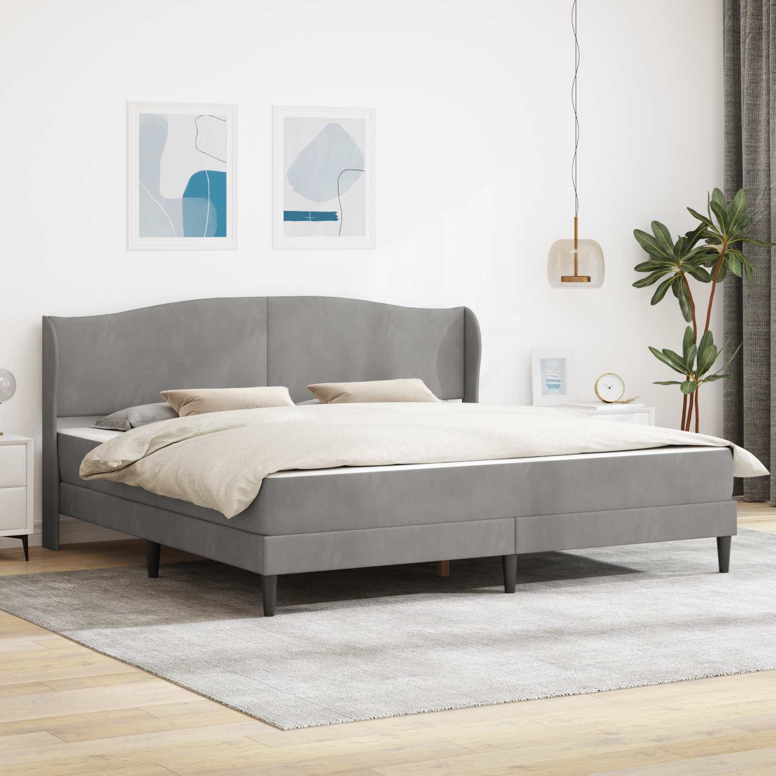 vidaXL Bedframe met hoofdeinde Lichtgrijs 90 x 190 cm Fluweel