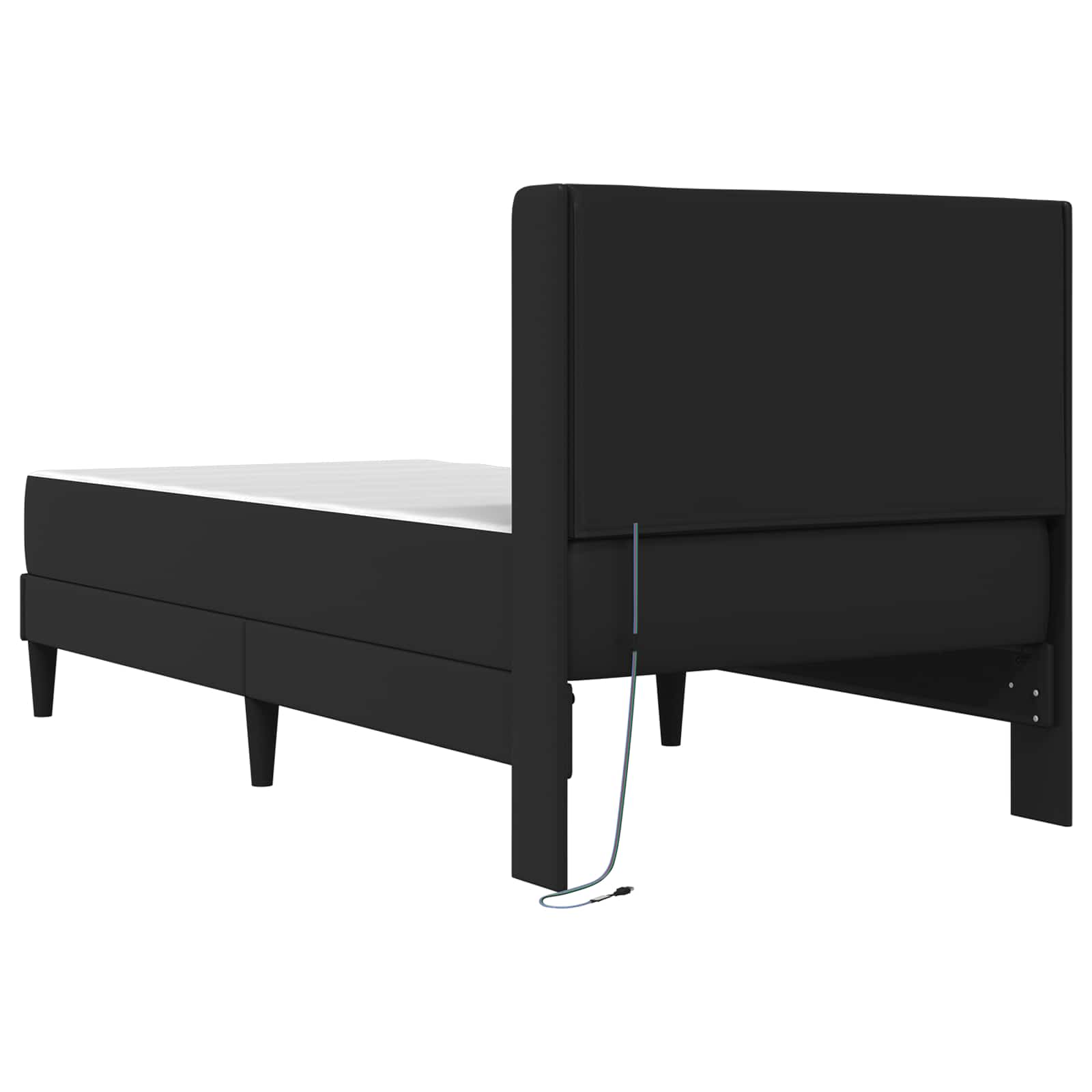 vidaXL Bedframe met LED-stripverlichting Zwart 90 x 190 cm Kunstleer