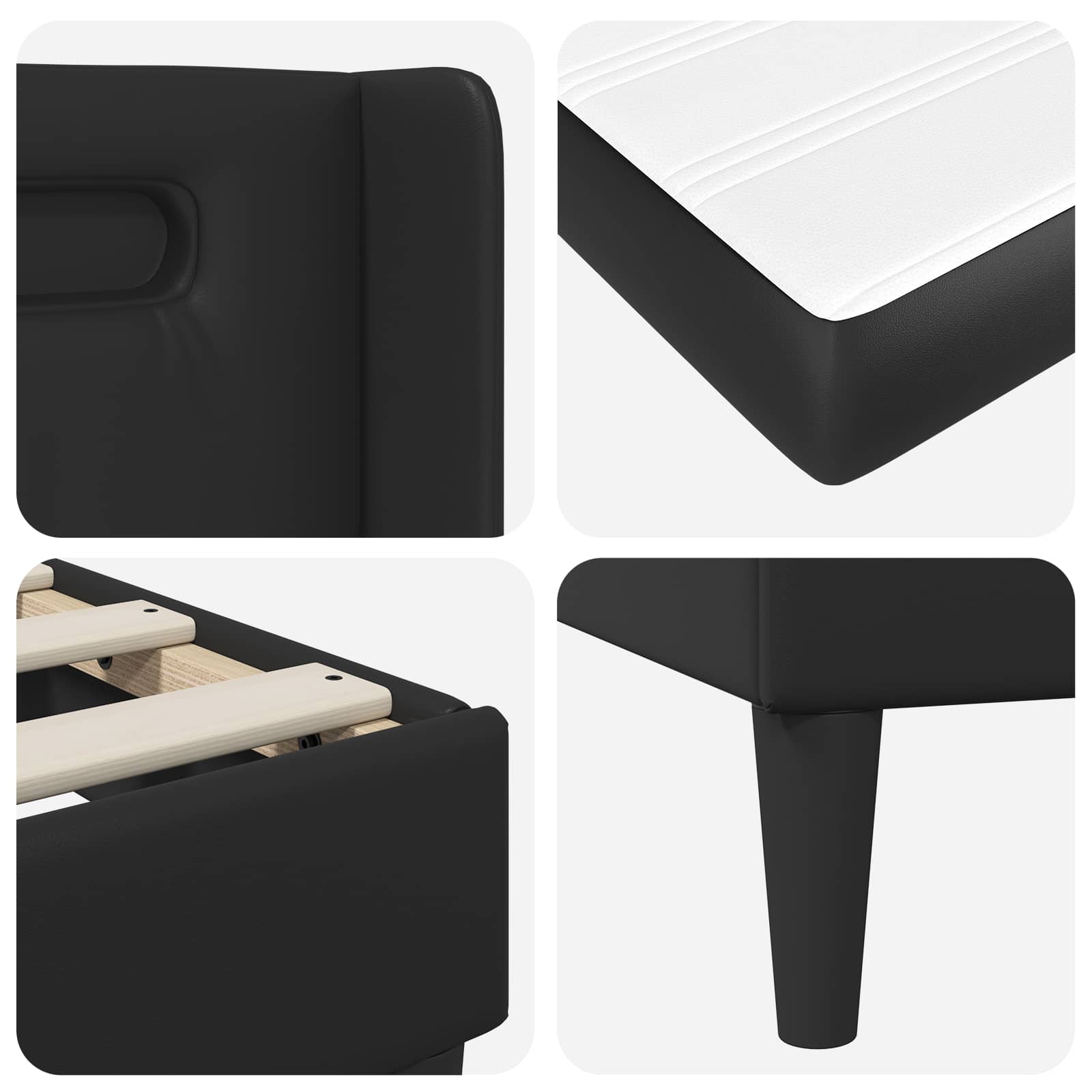 vidaXL Bedframe met LED-stripverlichting Zwart 90 x 190 cm Kunstleer
