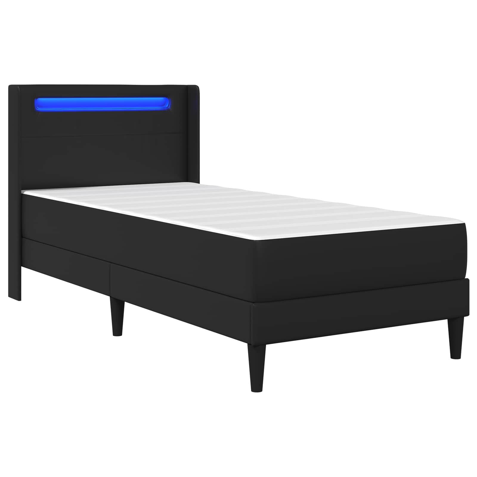 vidaXL Bedframe met LED-stripverlichting Zwart 90 x 190 cm Kunstleer