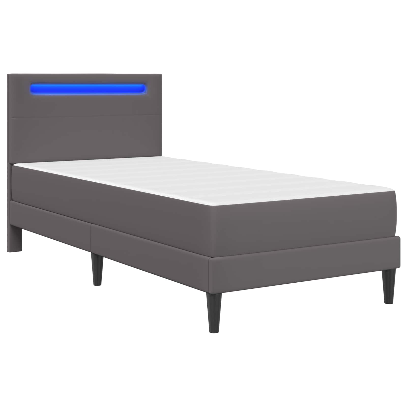 vidaXL Bedframe met LED-stripverlichting Grijs 90 x 190 cm Kunstleer