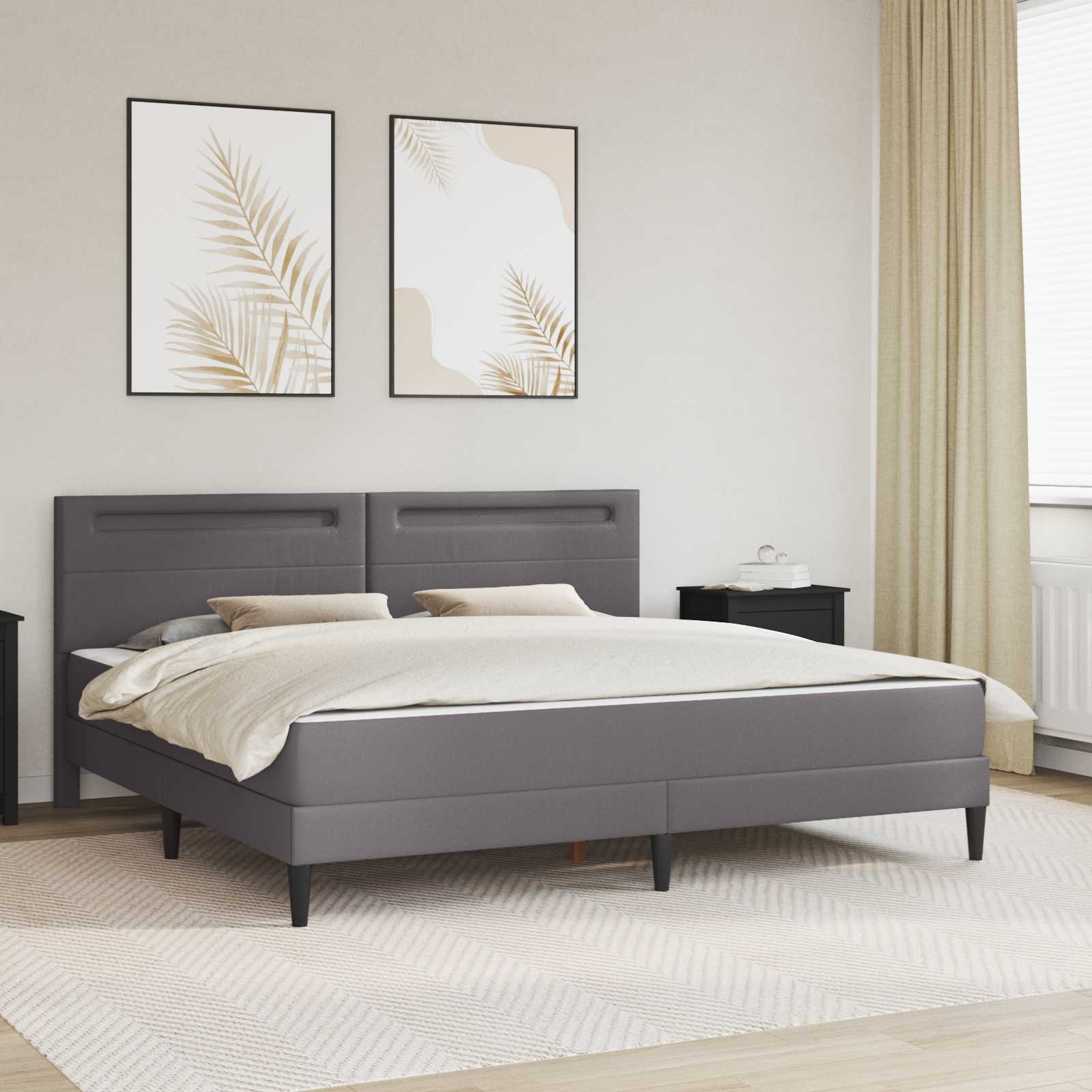 vidaXL Bedframe met LED-stripverlichting Grijs 90 x 190 cm Kunstleer