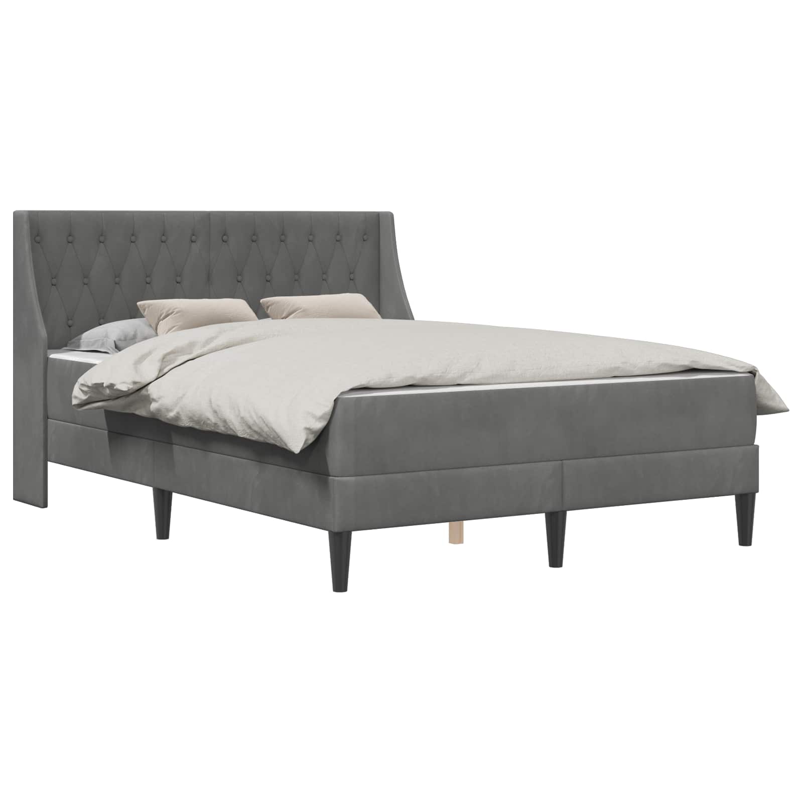 vidaXL Bedframe met matras met matras Donkergrijs 137 x 190 cm Fluweel