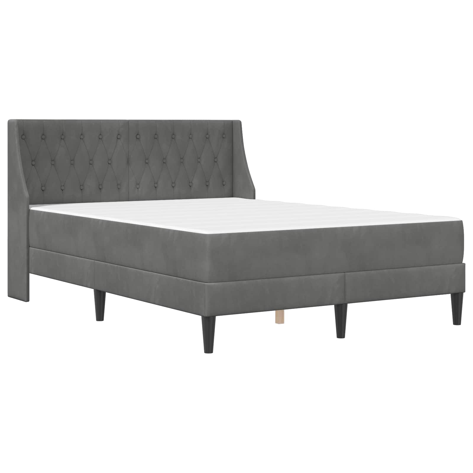 vidaXL Bedframe met matras met matras Donkergrijs 137 x 190 cm Fluweel
