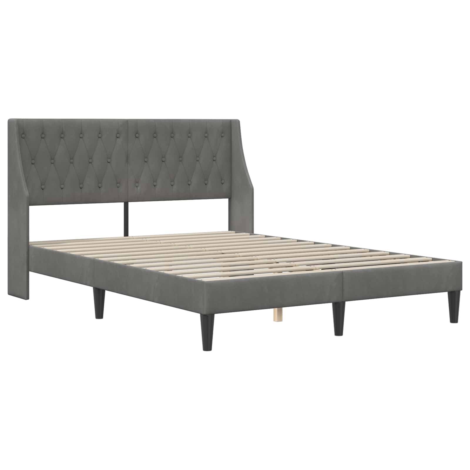vidaXL Bedframe met matras met matras Donkergrijs 137 x 190 cm Fluweel