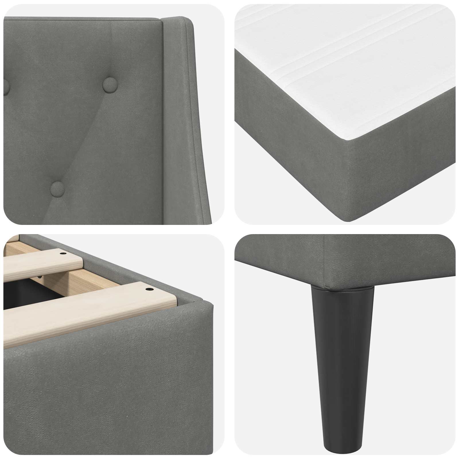 vidaXL Bedframe met matras met matras Donkergrijs 137 x 190 cm Fluweel