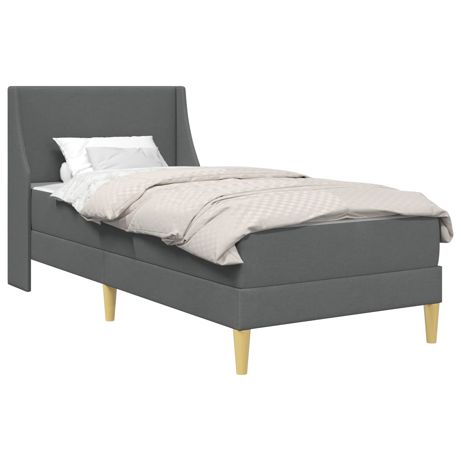 vidaXL Bedframe met matras Wandgemonteerd 2 pcs Donkergrijs Stof