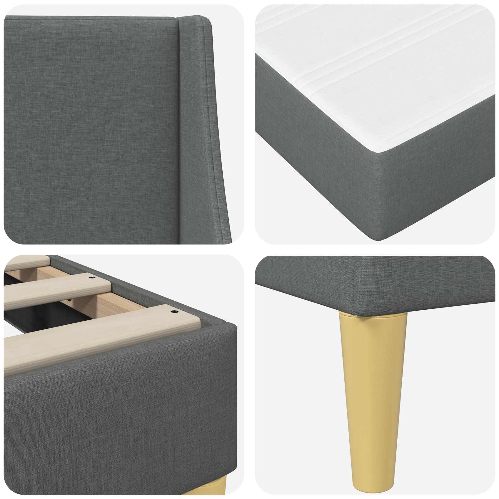 vidaXL Bedframe met matras Wandgemonteerd 2 pcs Donkergrijs Stof