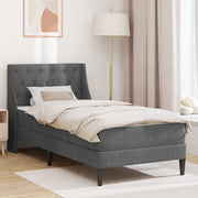 vidaXL Bedframe met matras met matras 2 pcs Donkergrijs Fluweel