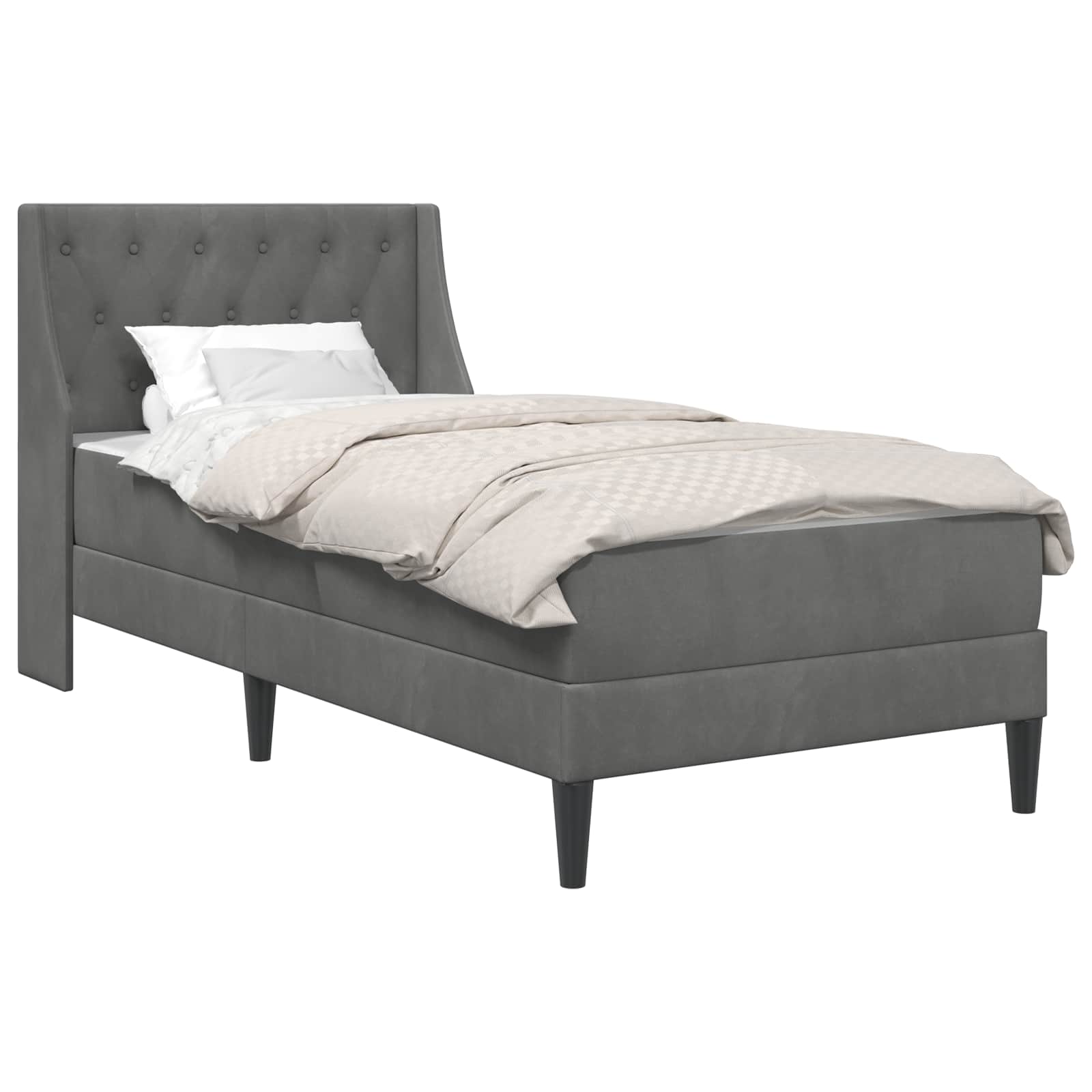 vidaXL Bedframe met matras met matras 2 pcs Donkergrijs Fluweel
