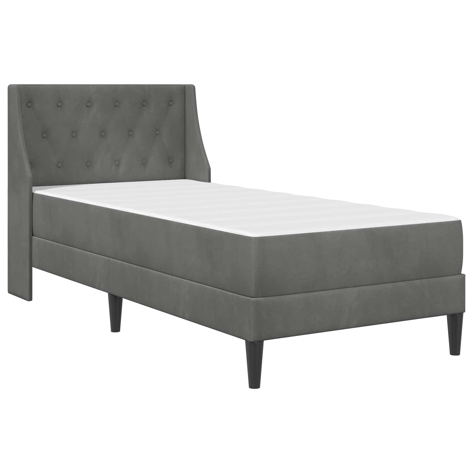 vidaXL Bedframe met matras met matras 2 pcs Donkergrijs Fluweel