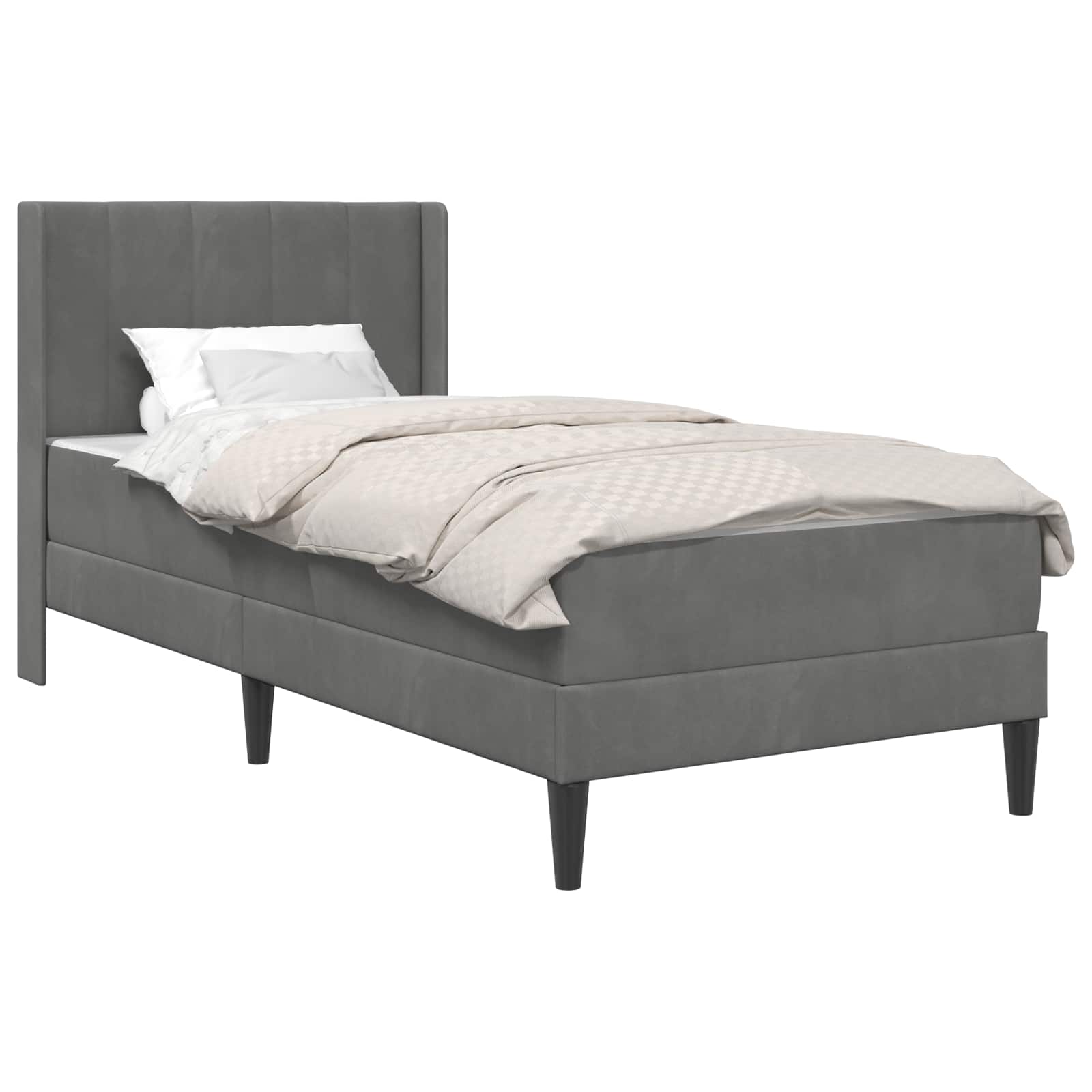 vidaXL Bedframe met matras 2 pcs Donkergrijs 90 x 200 cm Fluweel