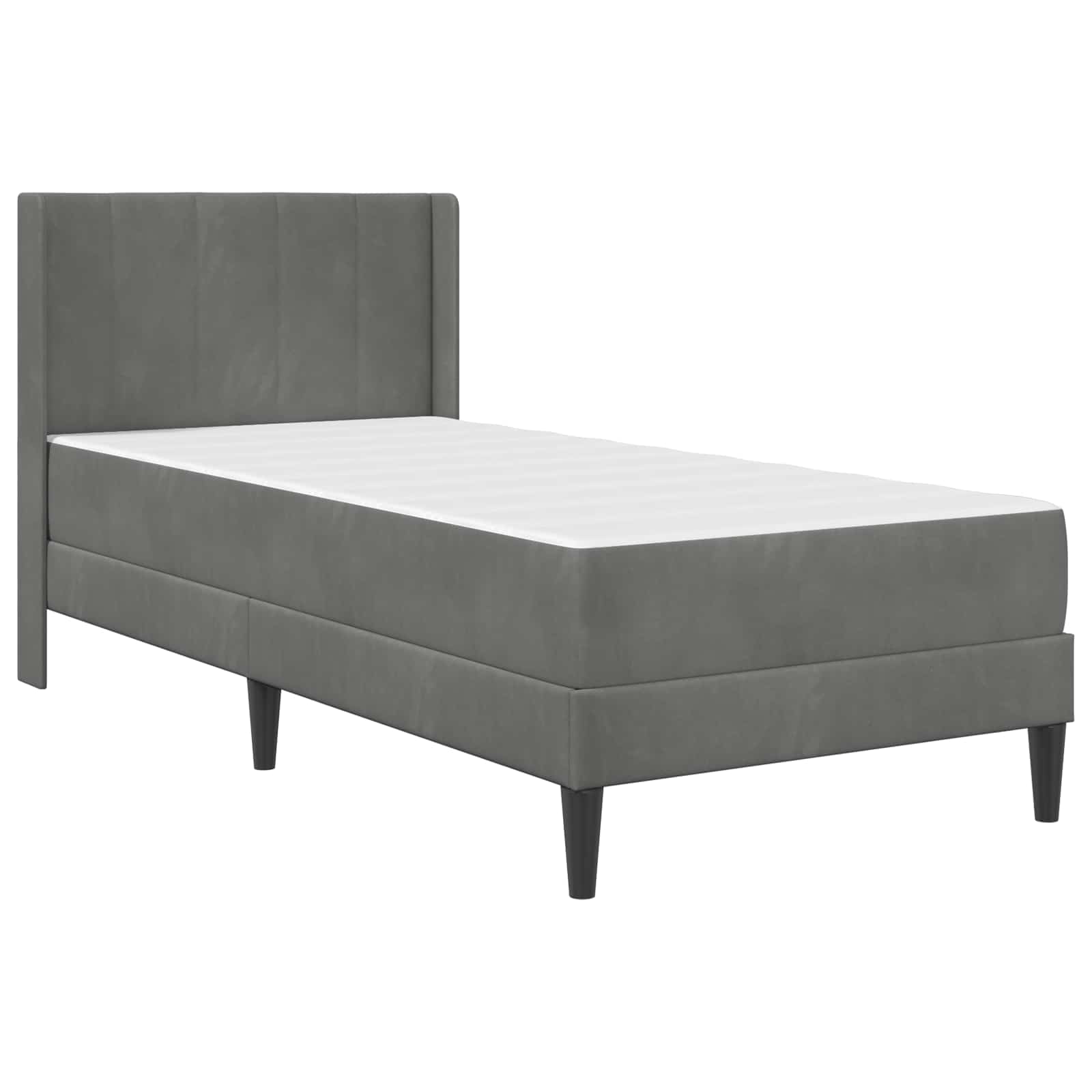 vidaXL Bedframe met matras 2 pcs Donkergrijs 90 x 200 cm Fluweel