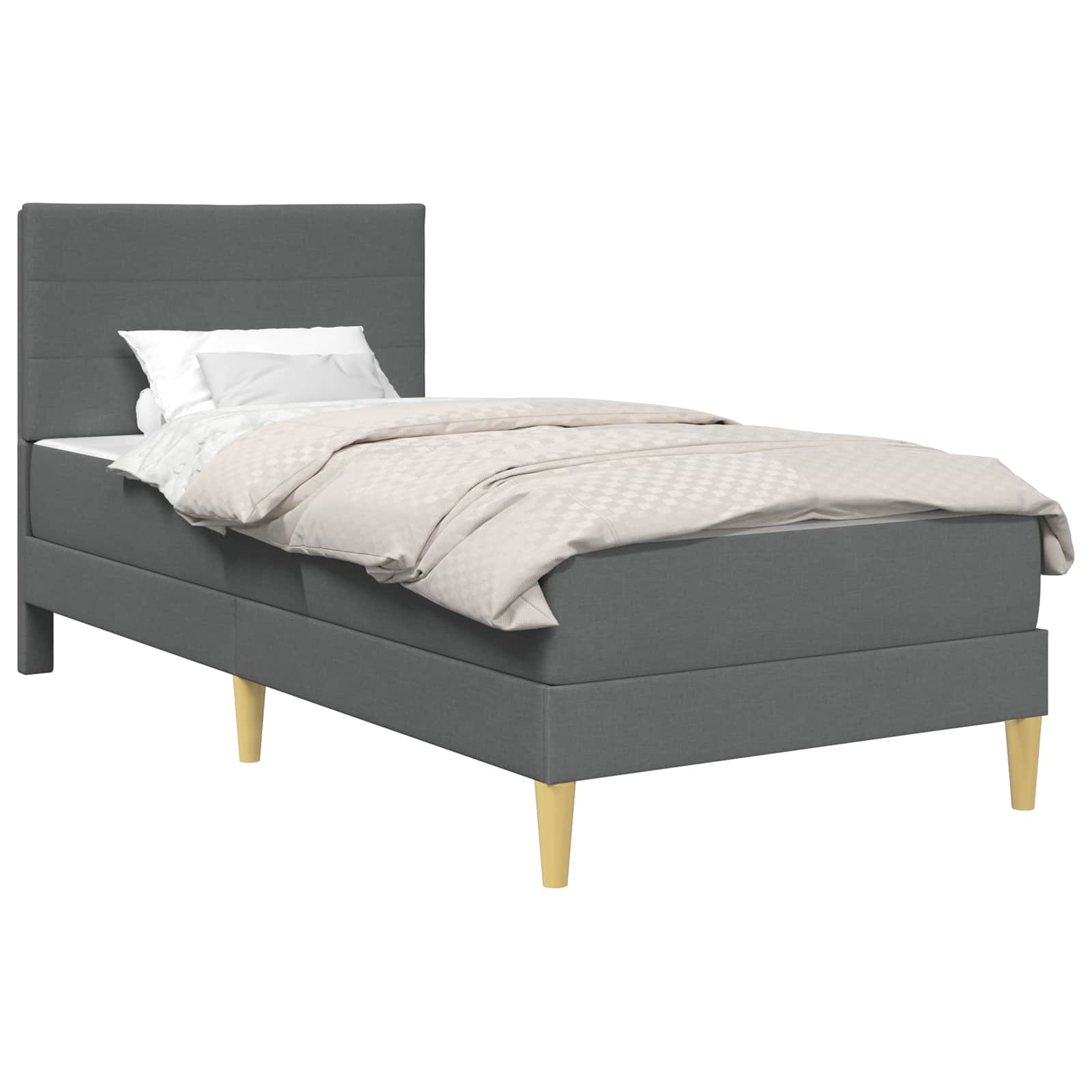 vidaXL Bedframe met matras 2 pcs Donkergrijs 90 x 190 cm Stof