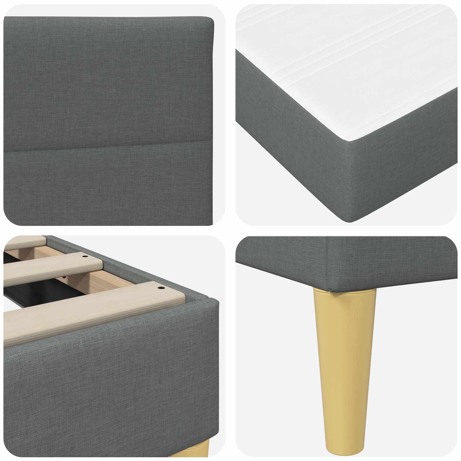 vidaXL Bedframe met matras 2 pcs Donkergrijs 90 x 190 cm Stof