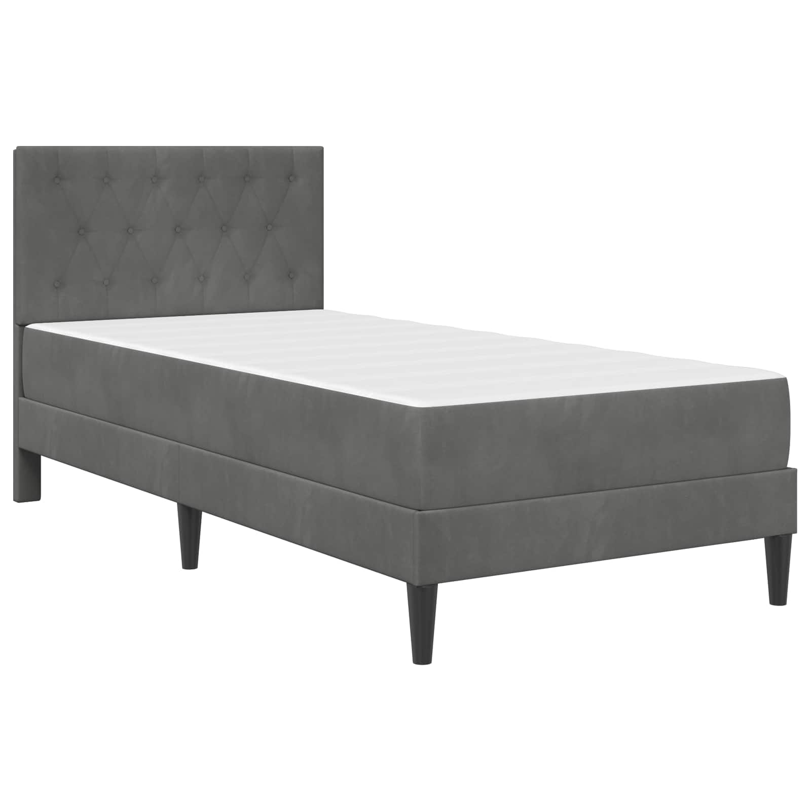 vidaXL Bedframe met matras Donkergrijs 90 x 190 cm Fluweel