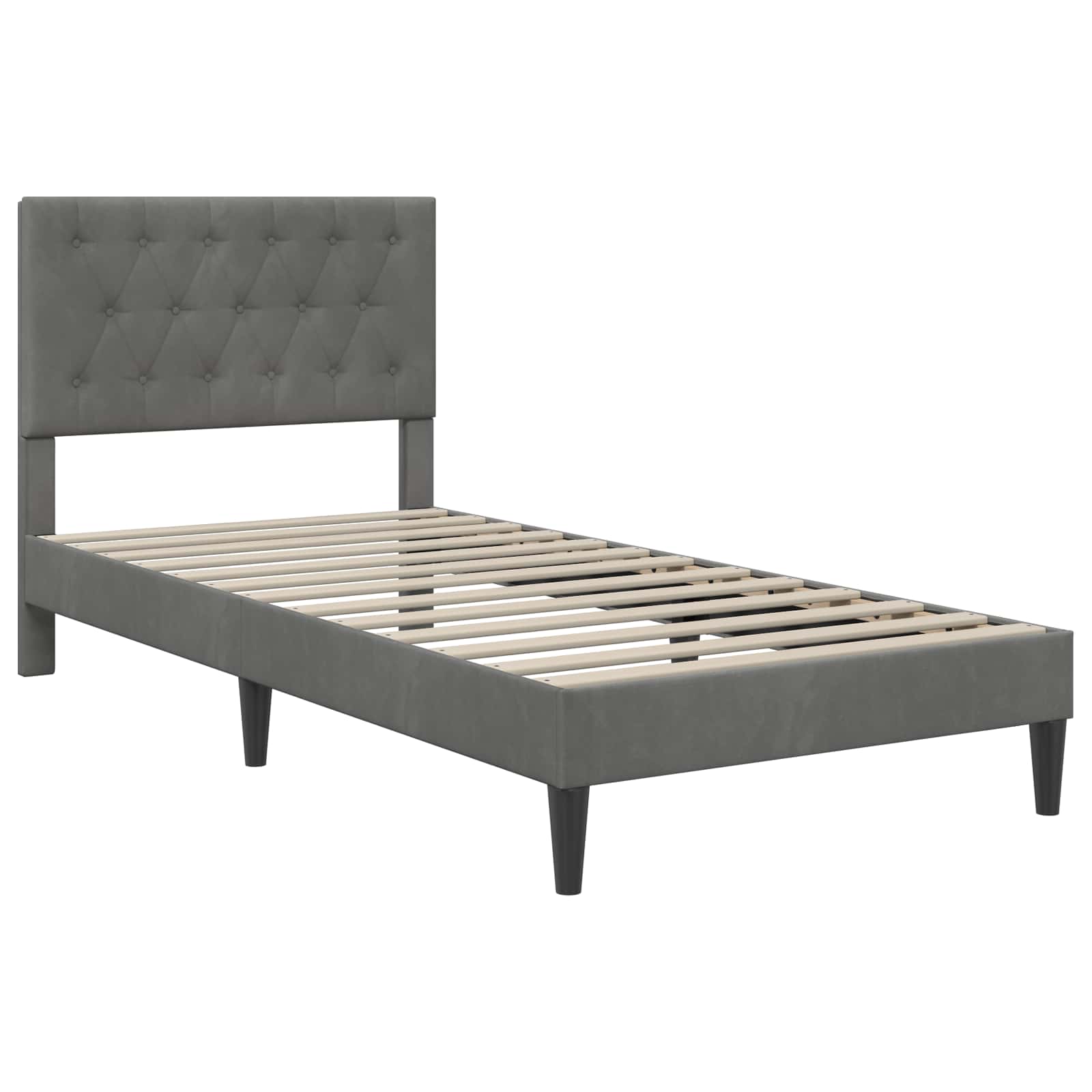 vidaXL Bedframe met matras Donkergrijs 90 x 190 cm Fluweel