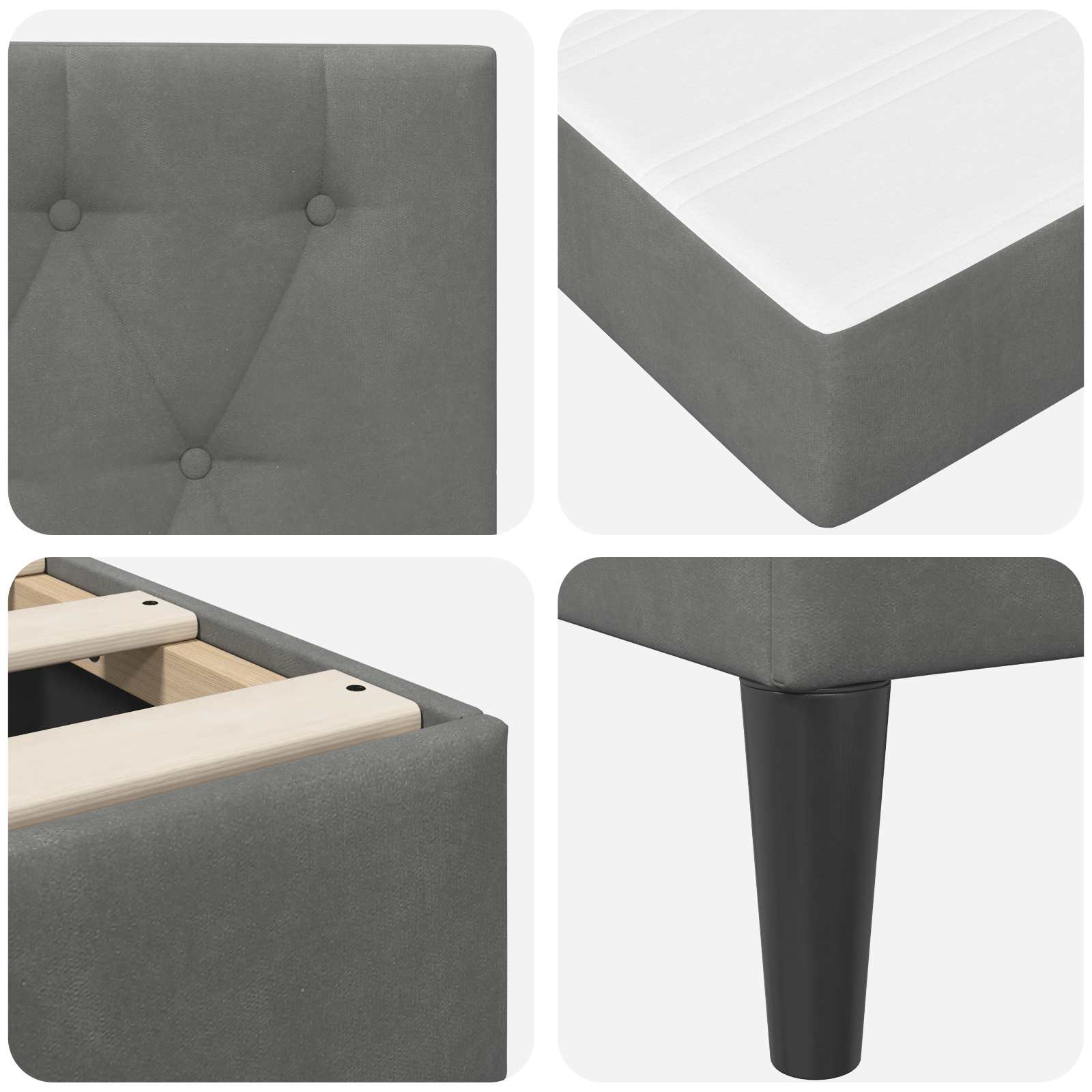 vidaXL Bedframe met matras Donkergrijs 90 x 190 cm Fluweel