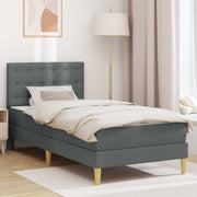 vidaXL Bedframe met matras met hoofdeinde Donkergrijs 90 x 190 cm Stof