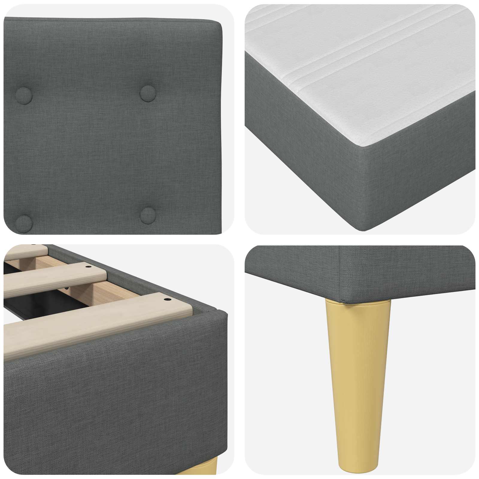 vidaXL Bedframe met matras met hoofdeinde Donkergrijs 90 x 190 cm Stof