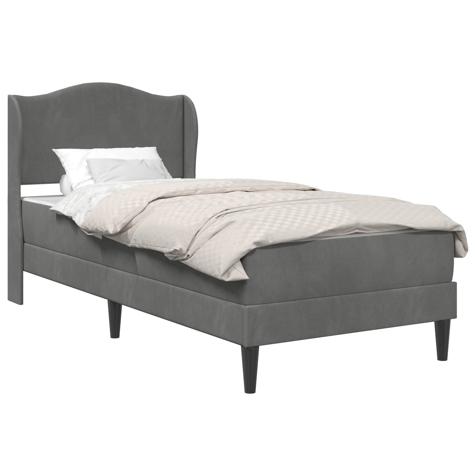 vidaXL Bedframe met hoofdeinde Donkergrijs 90 x 190 cm Fluweel