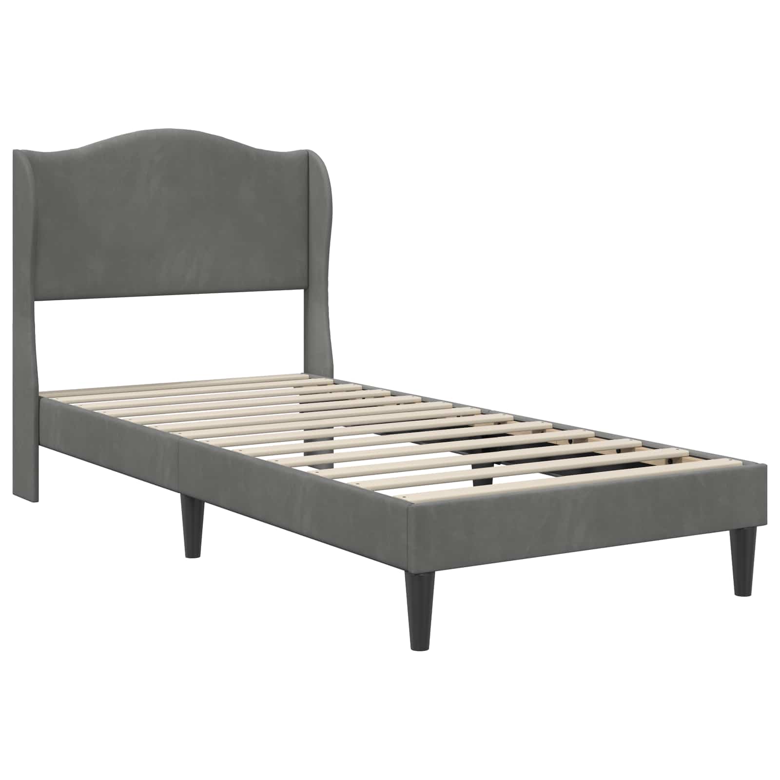 vidaXL Bedframe met hoofdeinde Donkergrijs 90 x 190 cm Fluweel