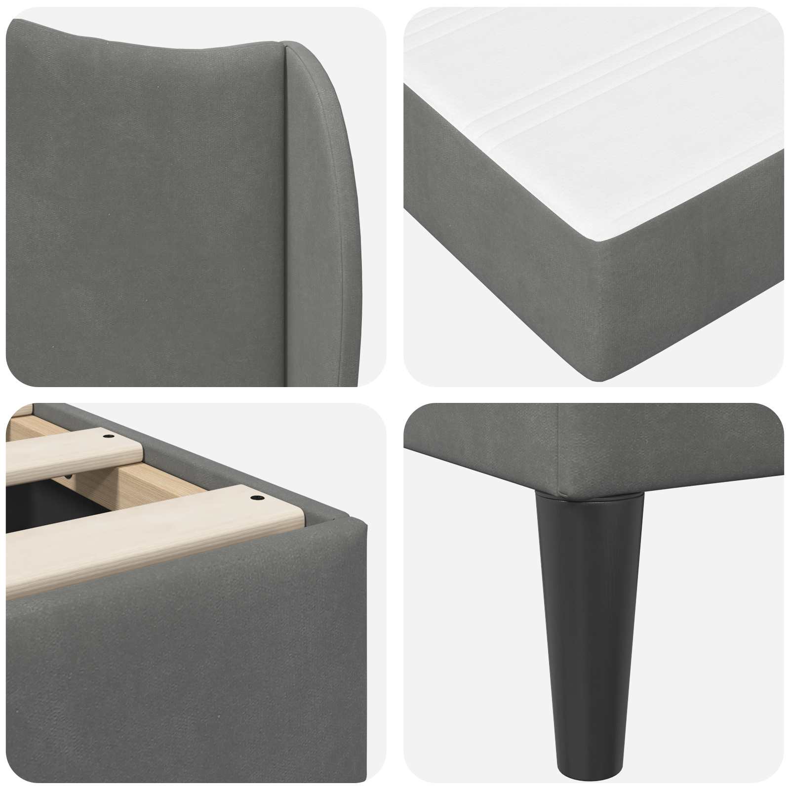 vidaXL Bedframe met hoofdeinde Donkergrijs 90 x 190 cm Fluweel