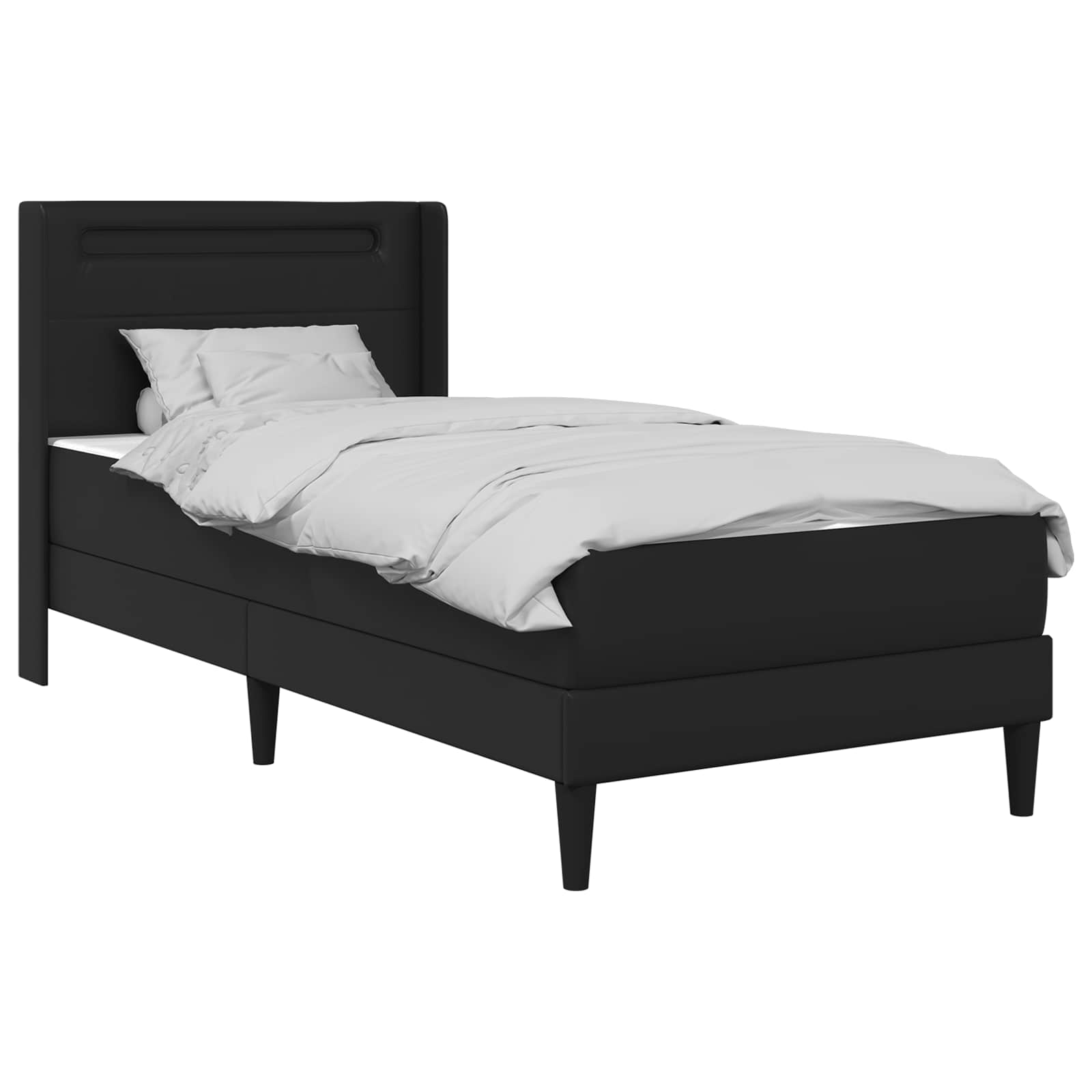 vidaXL Bedframe met matras met hoofdeinde Zwart 90 x 190 cm Nep Leer
