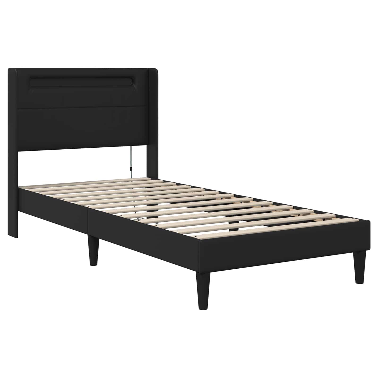 vidaXL Bedframe met matras met hoofdeinde Zwart 90 x 190 cm Nep Leer