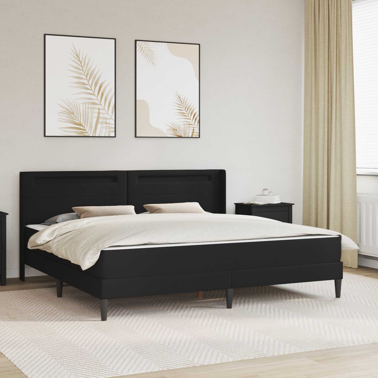 vidaXL Bedframe met matras met hoofdeinde Zwart 90 x 190 cm Nep Leer