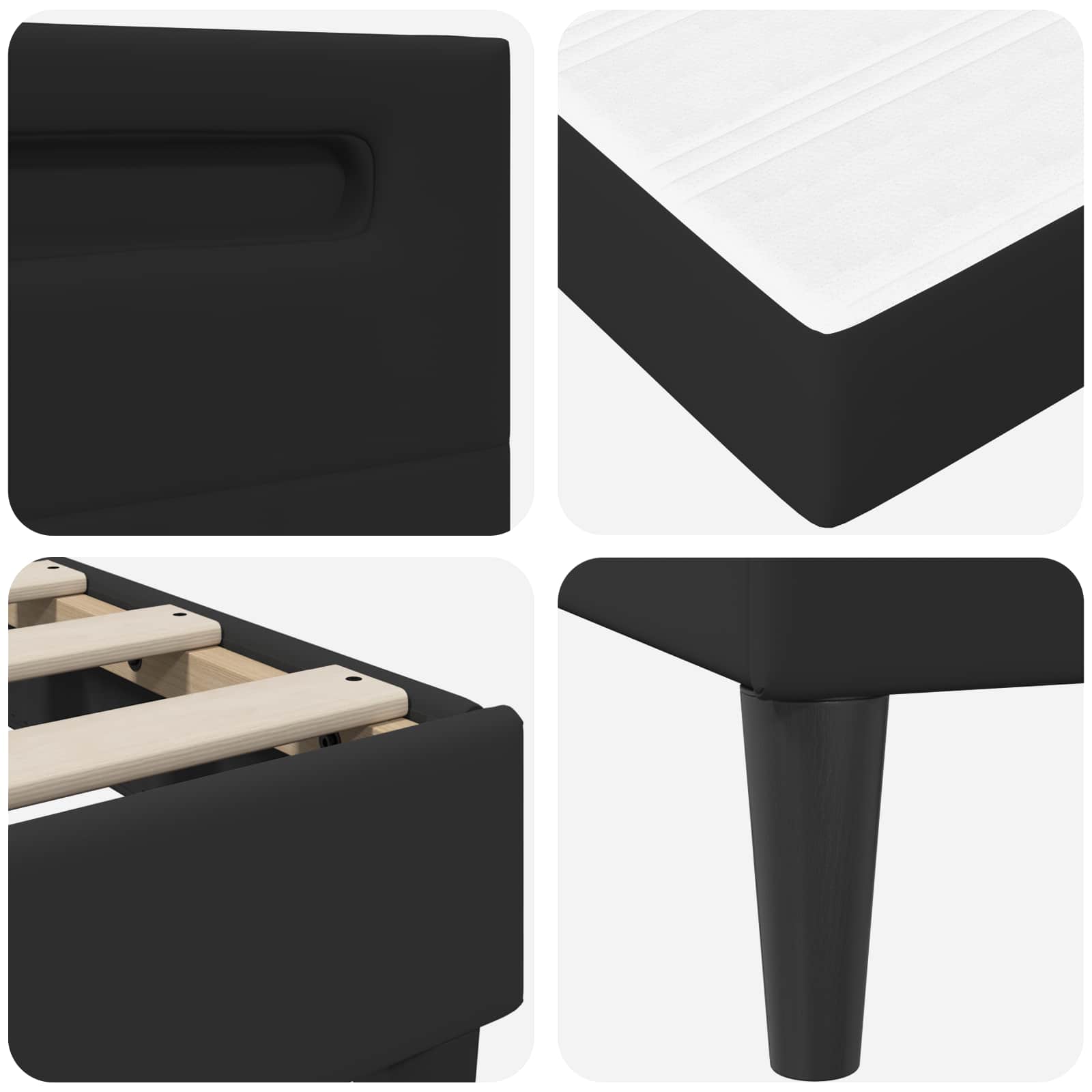 vidaXL Bedframe met LED-stripverlichting Zwart 90 x 190 cm Kunstleer