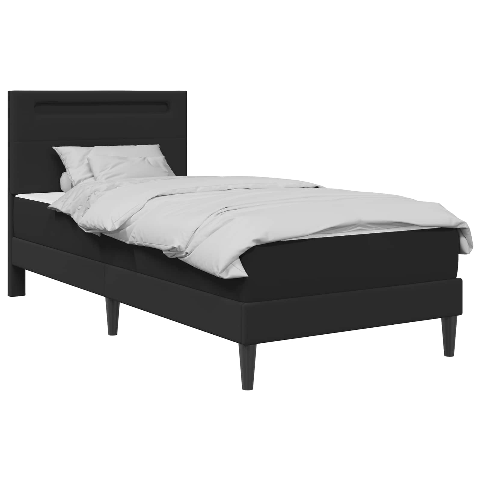 vidaXL Bedframe met LED-stripverlichting Zwart 90 x 190 cm Kunstleer