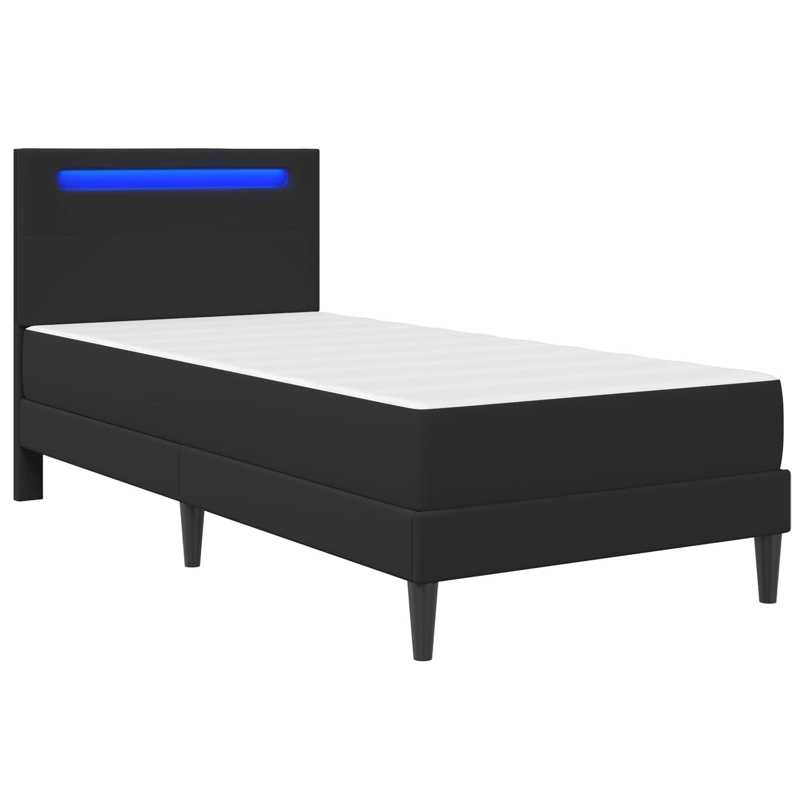 vidaXL Bedframe met LED-stripverlichting Zwart 90 x 190 cm Kunstleer